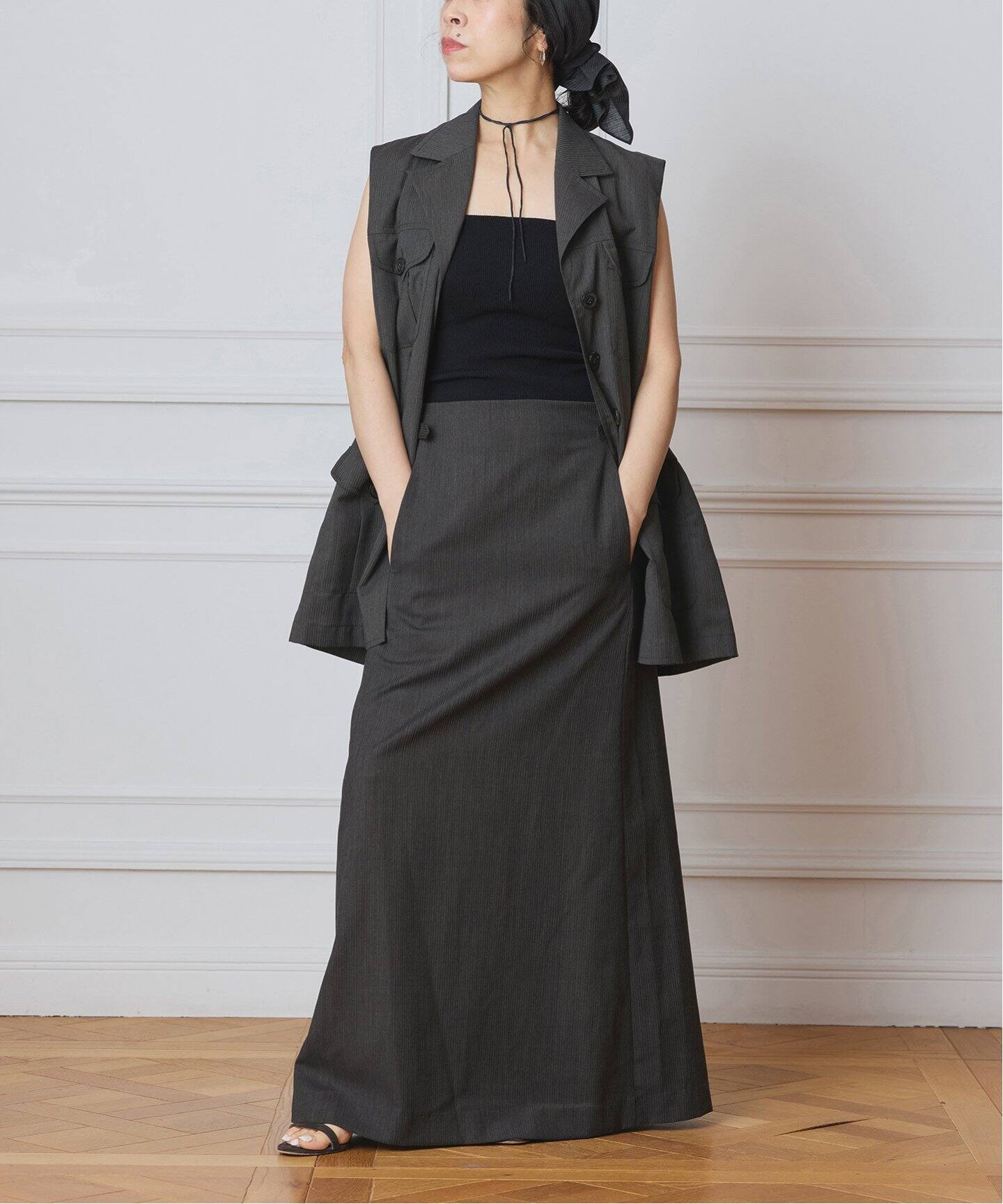 IENA Iラインスカート IENA LA BOUCLE ウーステッドIラインスカート（ロング・マキシ丈