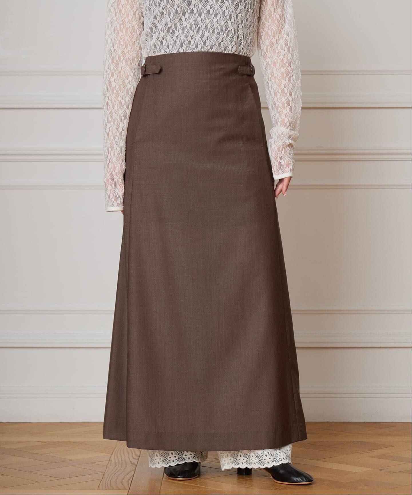 IENA LA BOUCLE ウーステッドIラインスカート（ロング・マキシ丈