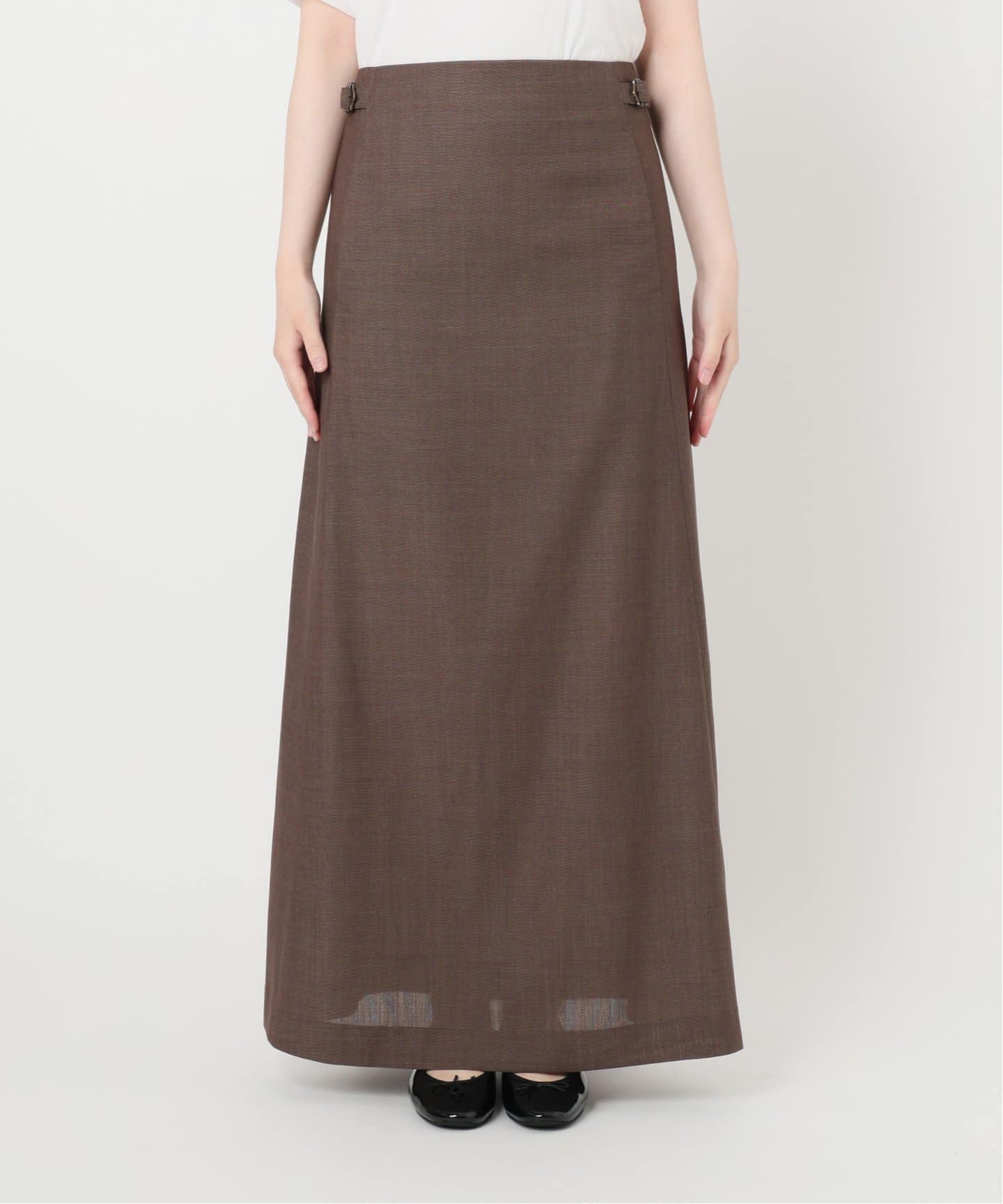 IENA LA BOUCLE シルクウールロングタイトスカート ブラック IENA LA BOUCLE ウーステッドIラインスカート（ロング・マキシ丈