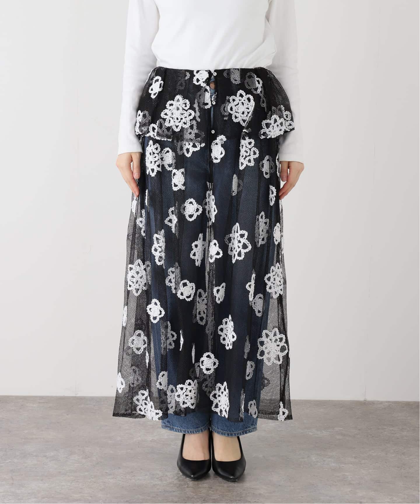 IENA LA BOUCLE メッシュフラワーレーススカート（その他スカート