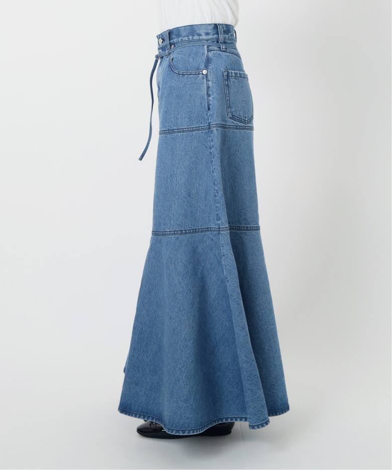 IENA LA BOUCLE オーガニックコットンフレアデニムスカート（デニム  