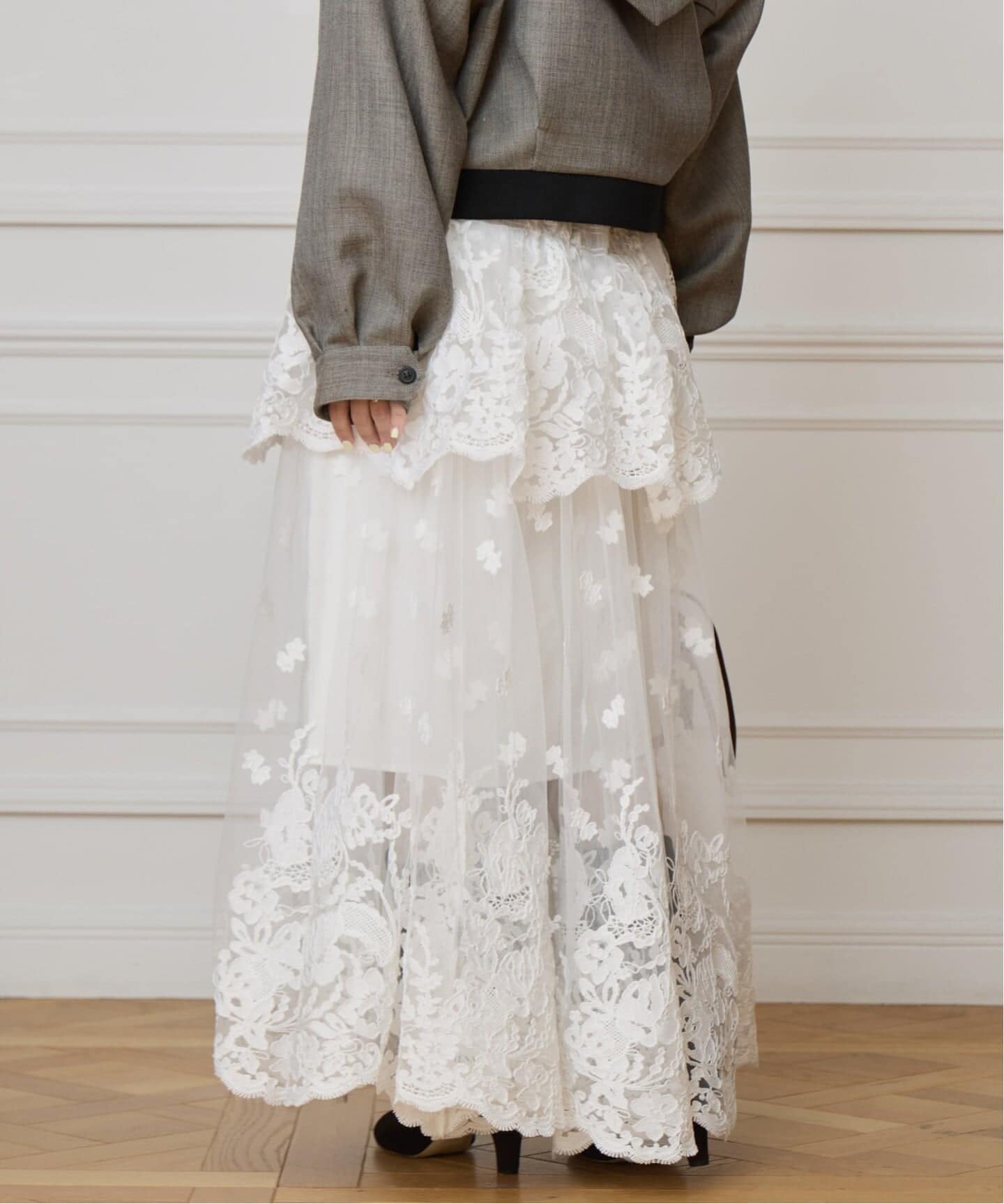 IENA カットワークレース ティアードスカート IENA（イエナ）の「カットワークレース ティアードスカート