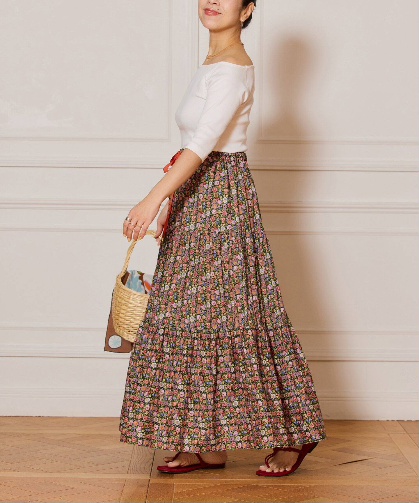 IENA LA BOUCLE LIBERTY プリントスカート（ロング・マキシ丈スカート