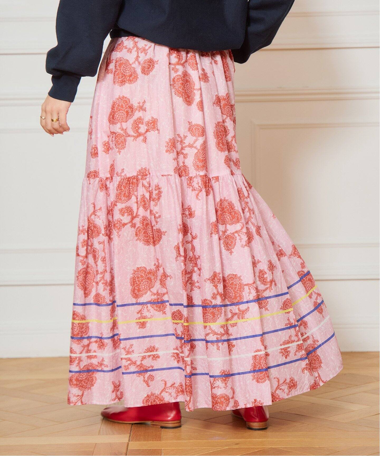 IENA LA BOUCLE ボタニカルプリントスカート（ロング・マキシ丈  