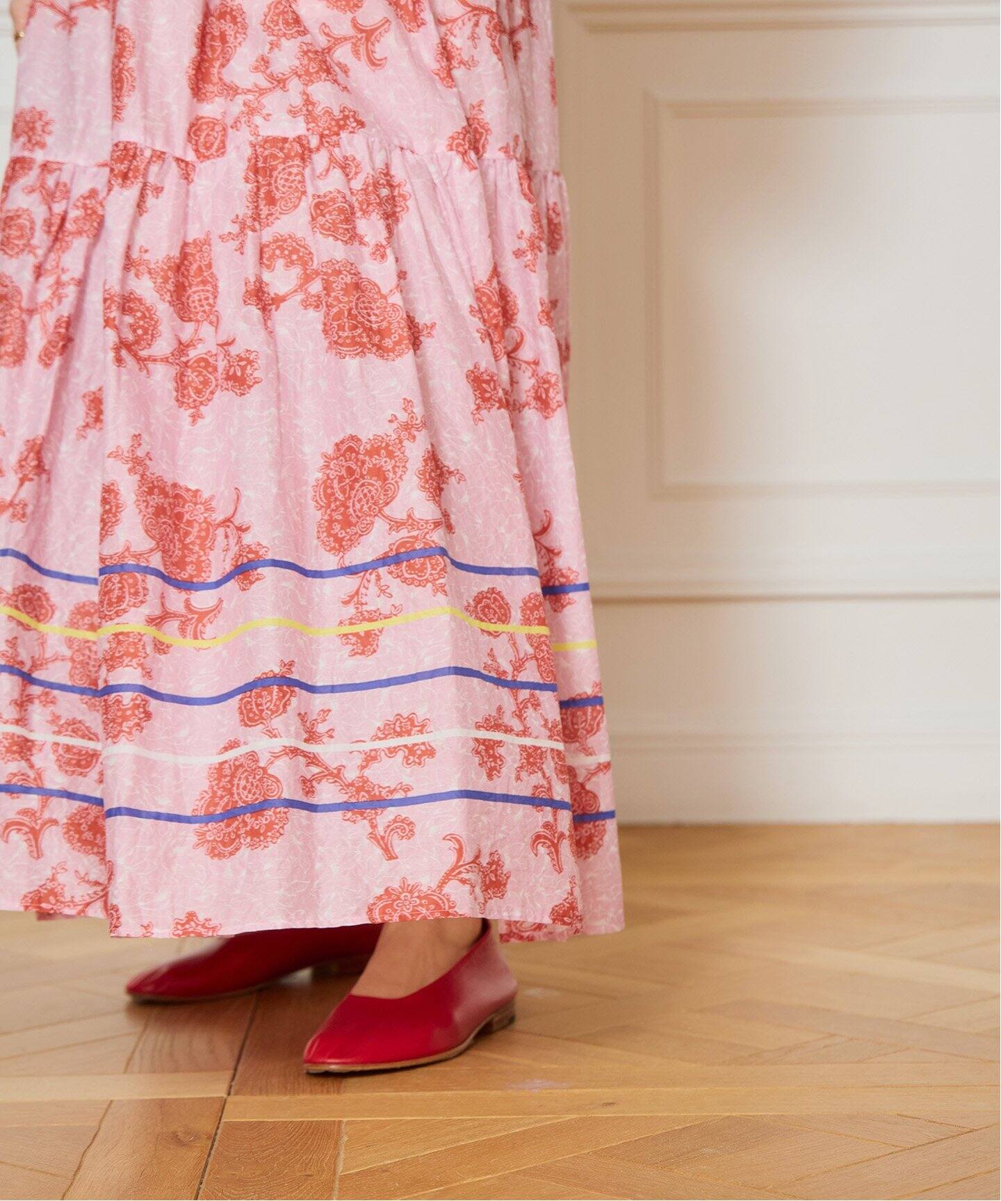 IENA LA BOUCLE ボタニカルプリントスカート（ロング・マキシ丈  