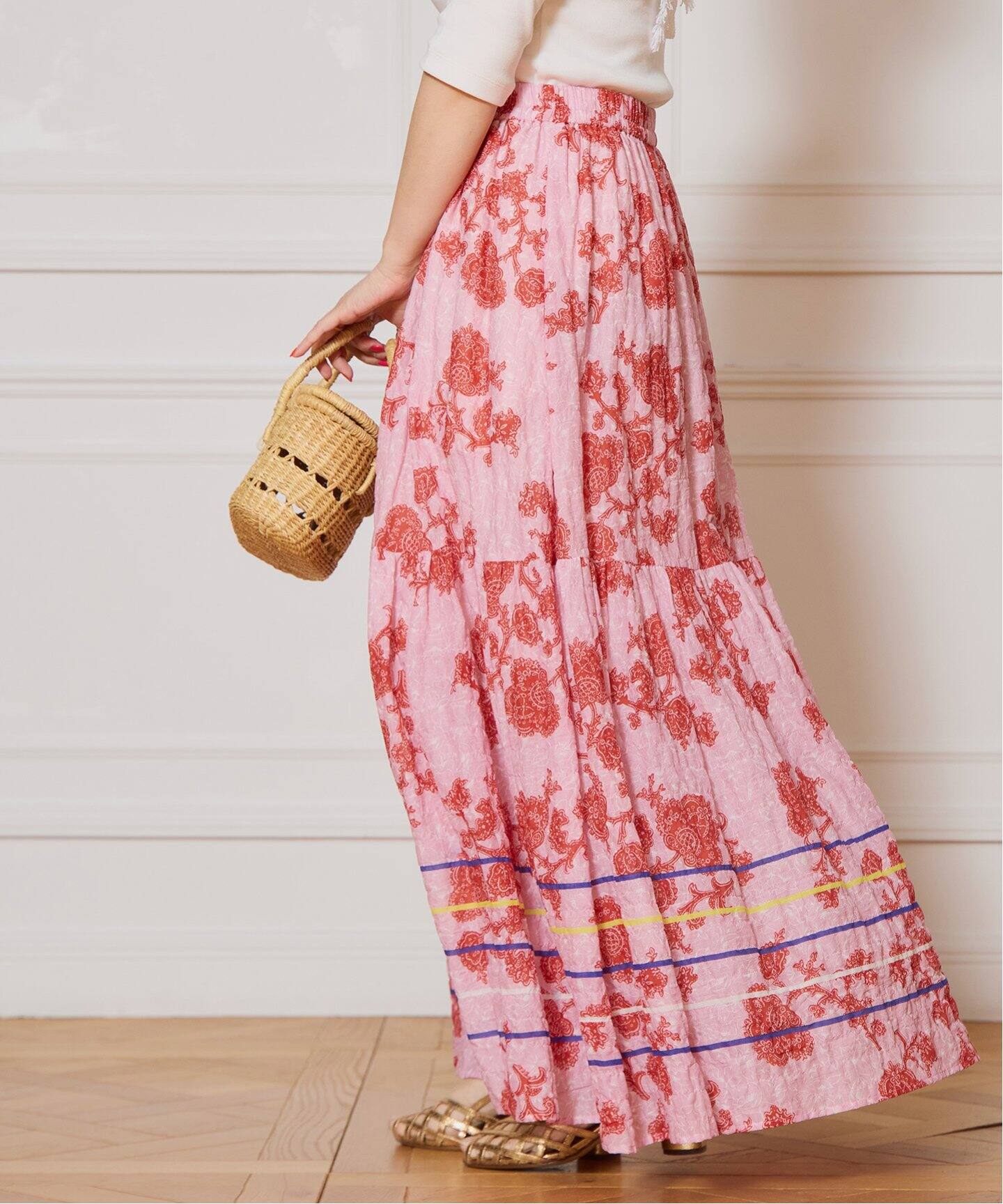 IENA LA BOUCLE ボタニカルプリントスカート（ロング・マキシ丈  