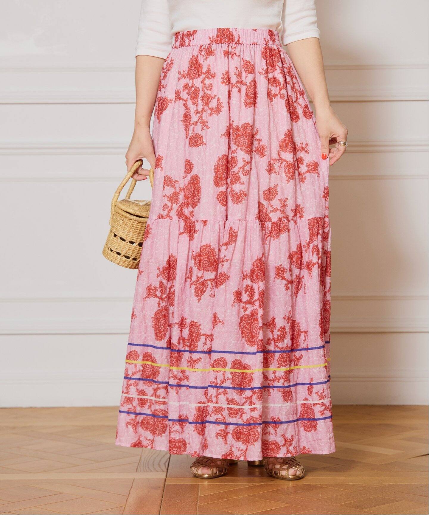 IENA LA BOUCLE ボタニカルプリントスカート（ロング・マキシ丈  