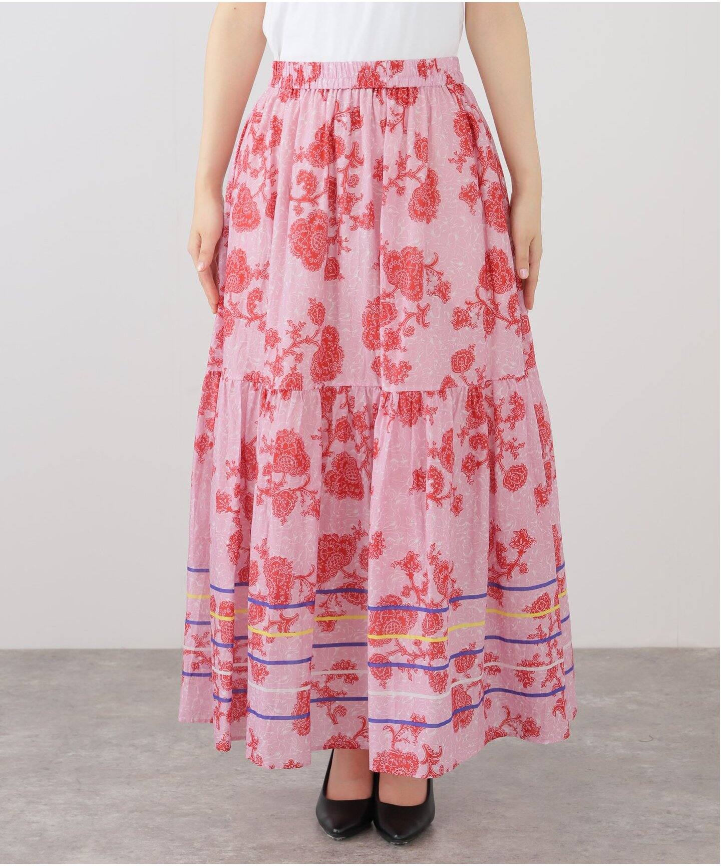 IENA LA BOUCLE ボタニカルプリントスカート（ロング・マキシ丈  