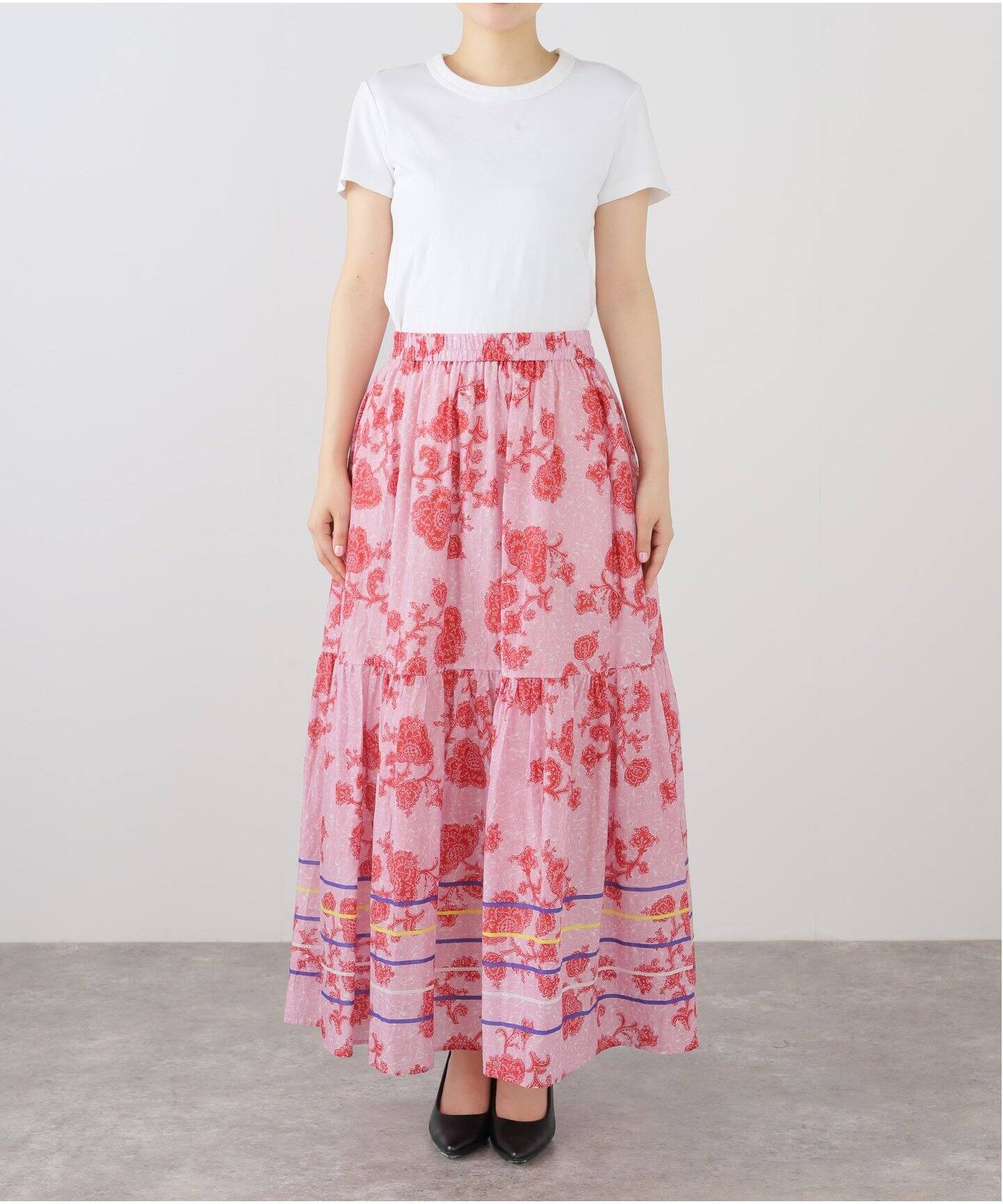 IENA LA BOUCLE ボタニカルプリントスカート（ロング・マキシ丈  