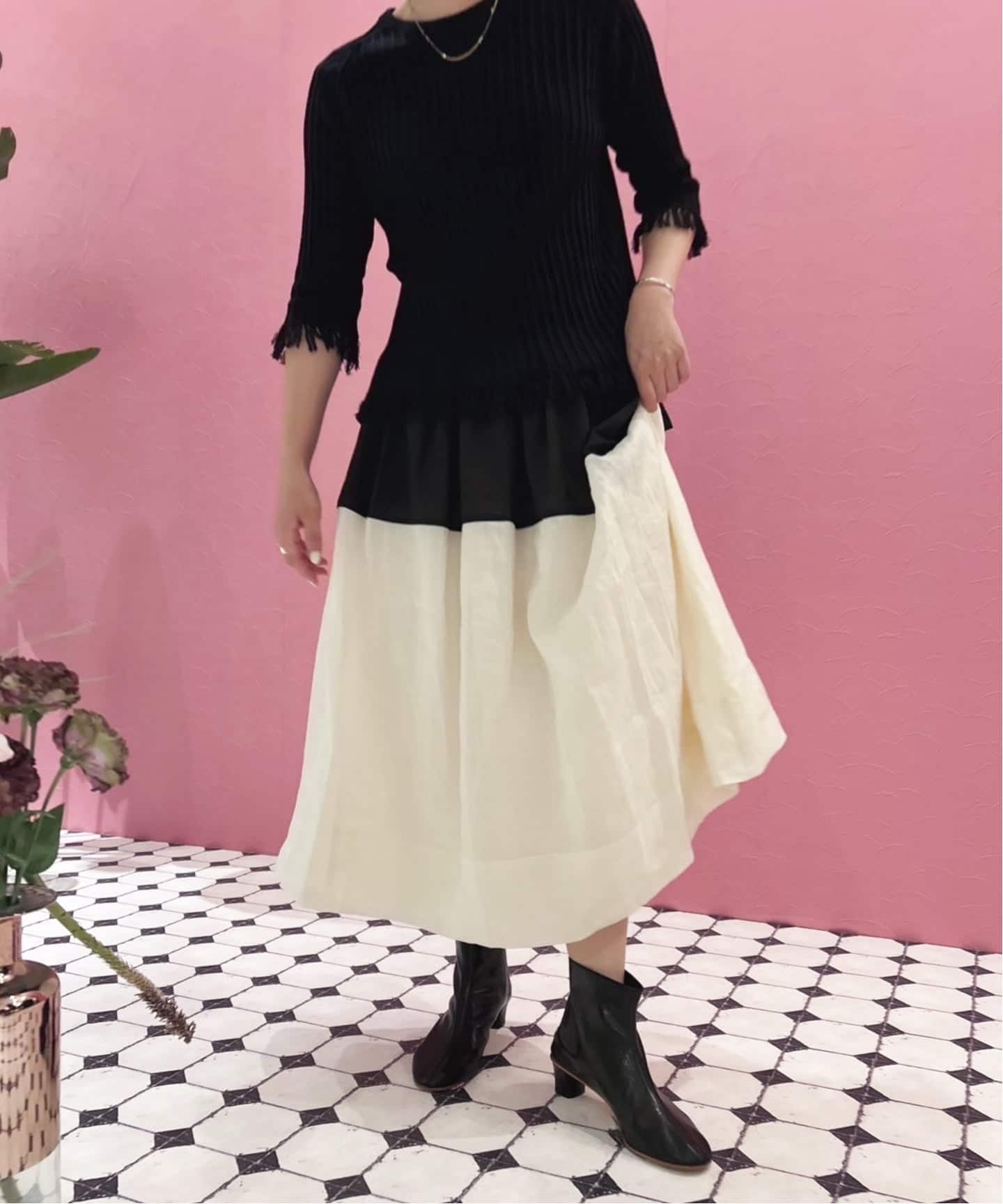 新品未使用【sea new york / シーニューヨーク】パッチワークスカート SEA NEW YORK/シー ニューヨーク NICOLA RAMIE MIDI SKIRT PF25-081