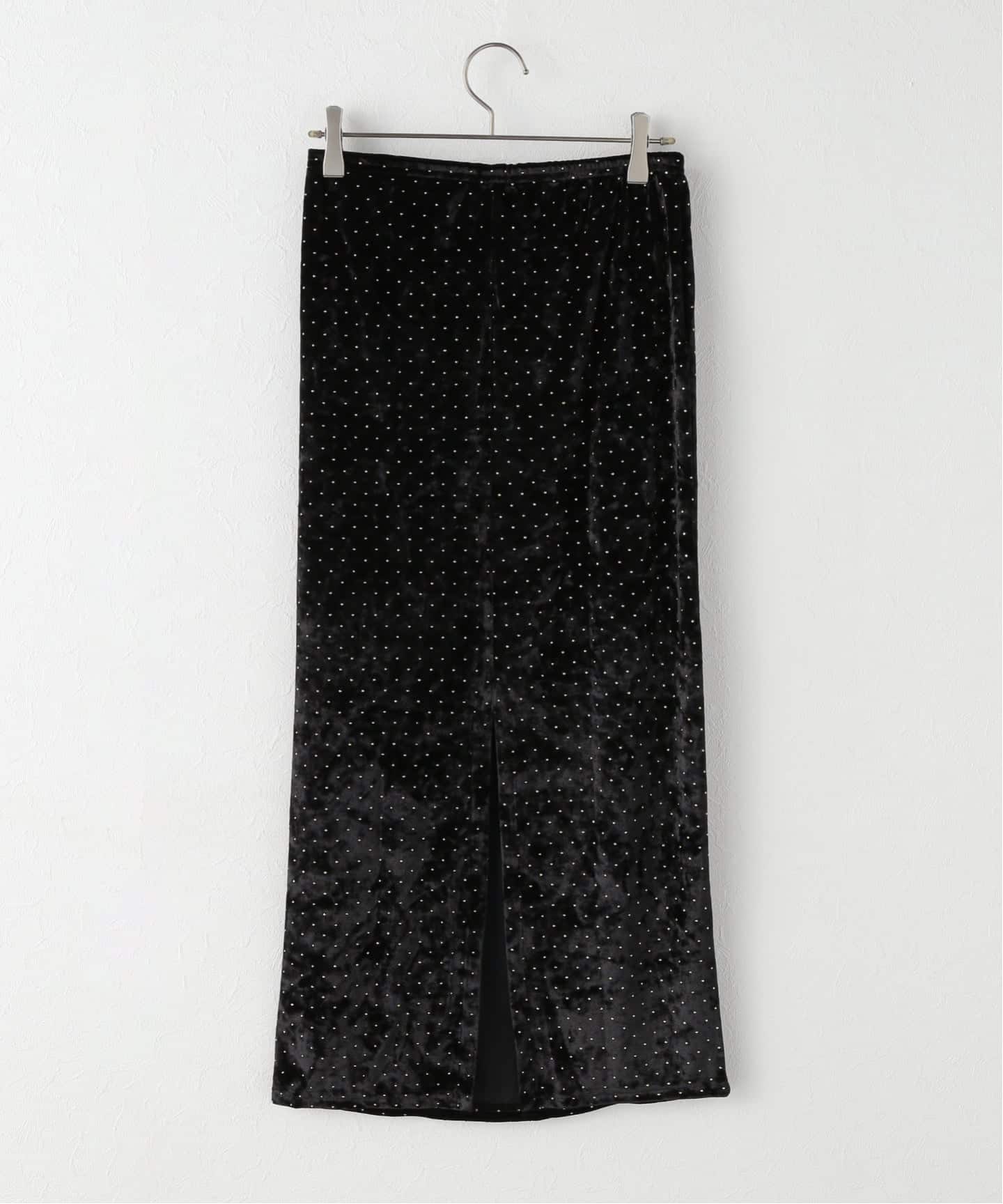 Simone Wild ドットスカート SIMONE WILD/シモーネ ワイルド STUD VELVET LOW-WAIST LONG スカート