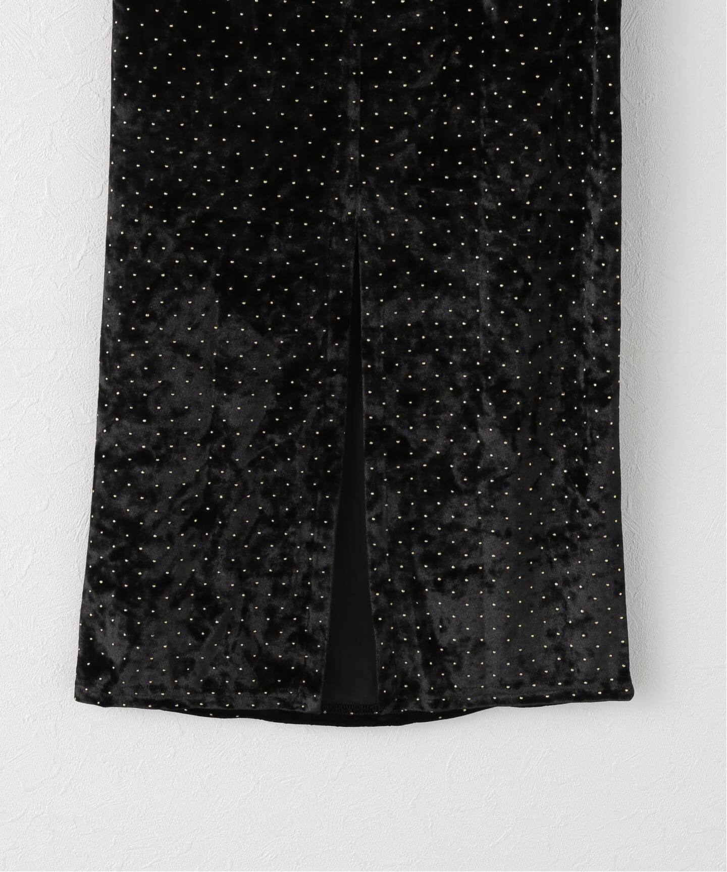 SIMONE WILD/シモーネ ワイルド STUD VELVET LOW-WAIST LONG スカート