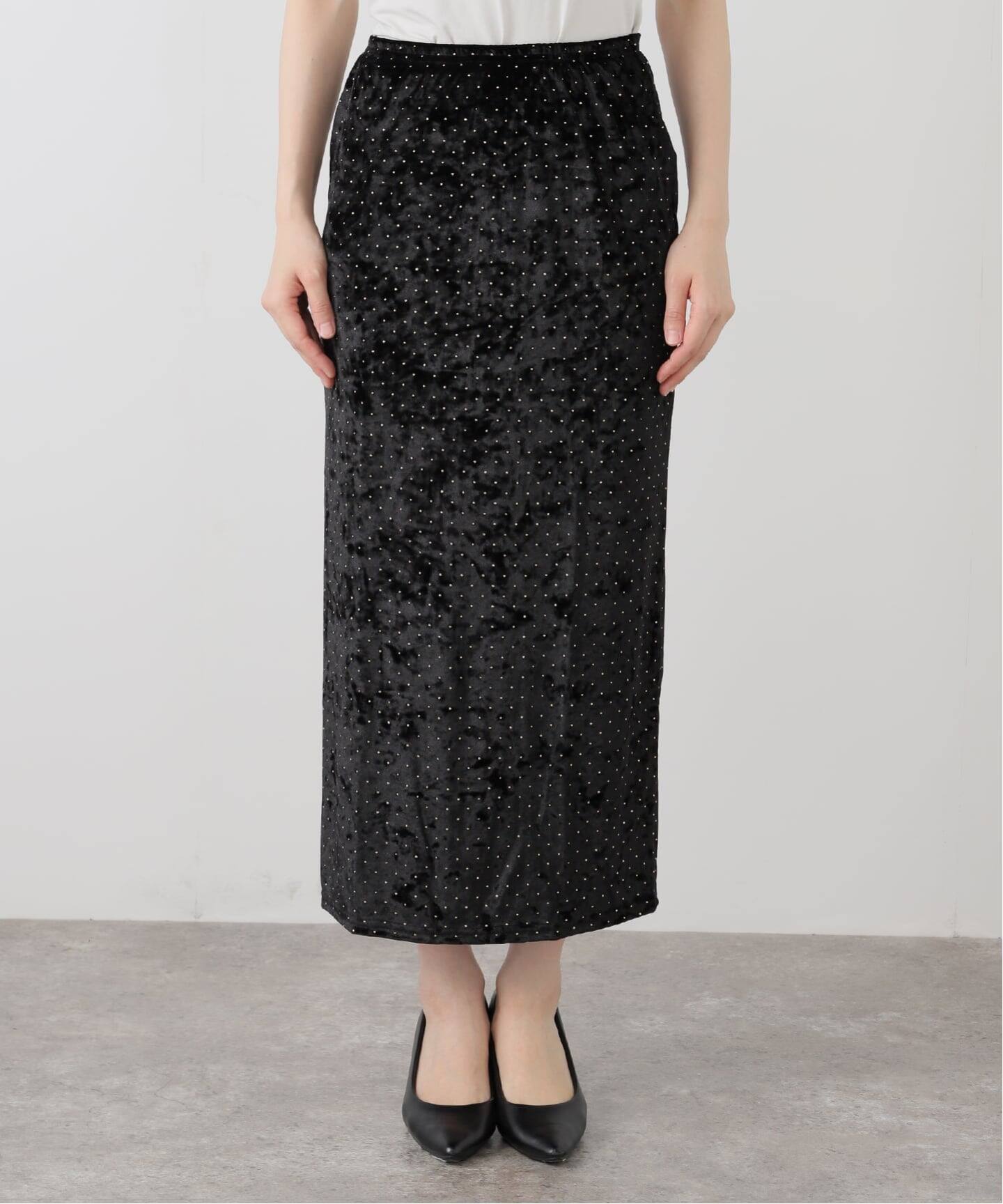 SIMONE WILD/シモーネ ワイルド STUD VELVET LOW-WAIST LONG スカート