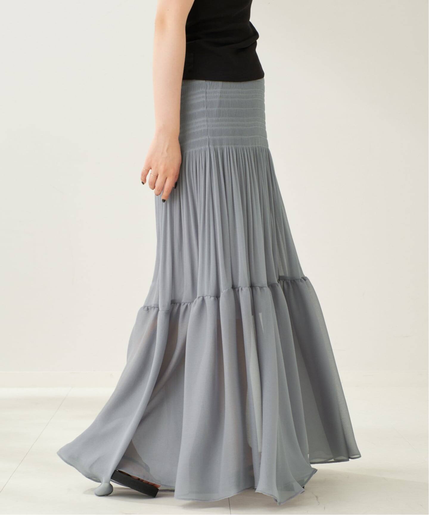 Sheer Gather スカート（ロング・マキシ丈スカート）｜Plage