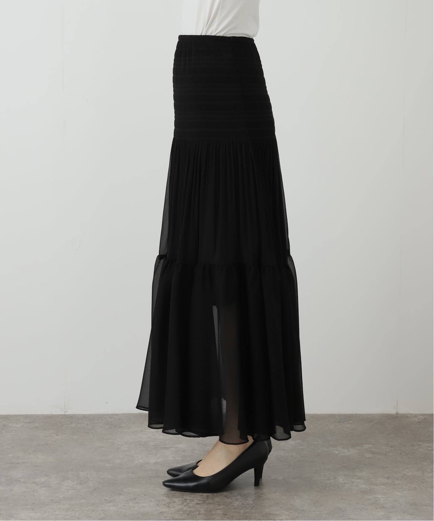 ★試着のみ★Plage ボートネックSheerロンT ブラック plage（プラージュ）の「Mesh Sheer ロンT（Tシャツ/カットソー
