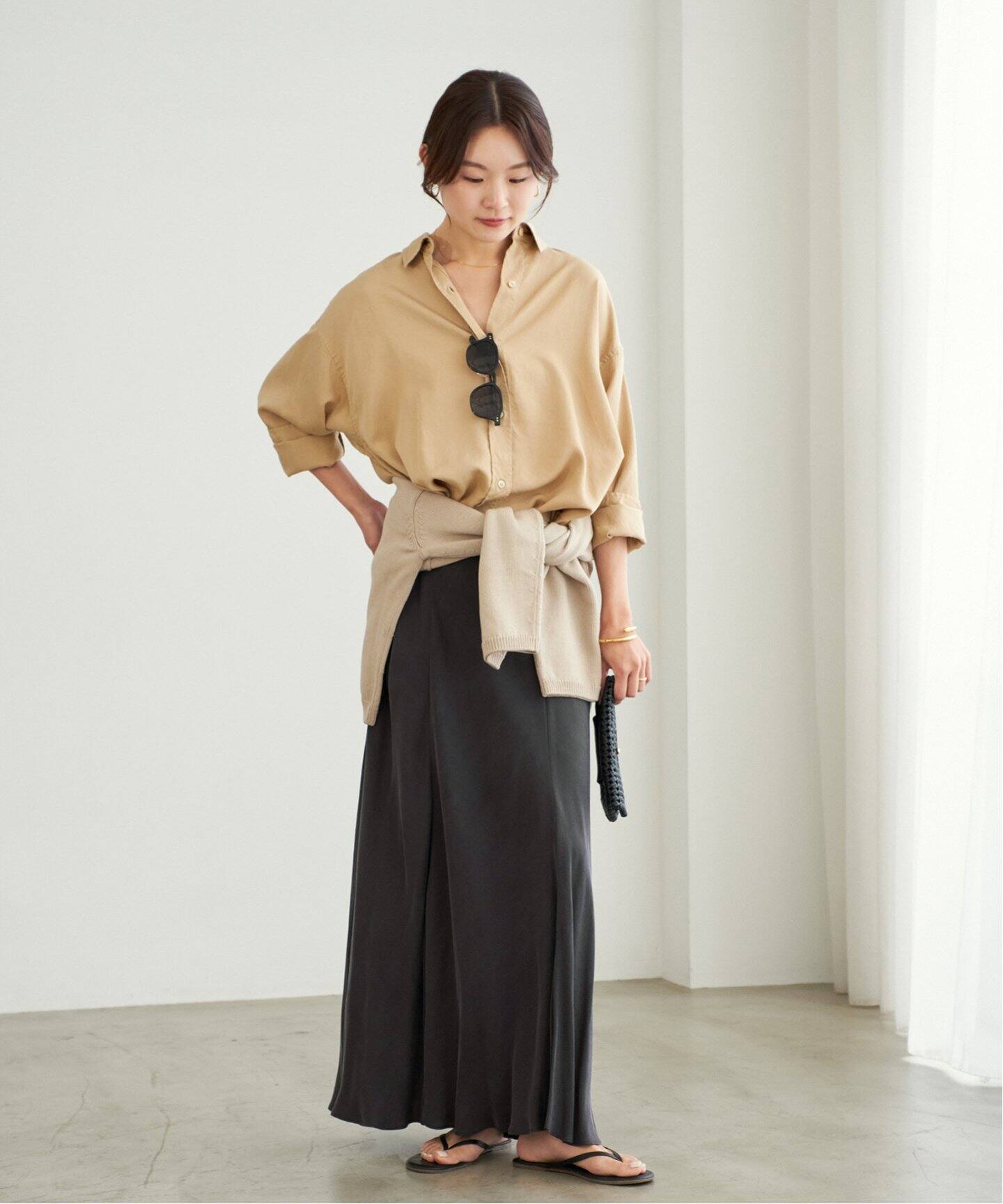 追加予約》Washable Fibril ロングスカート（ロング・マキシ丈スカート  