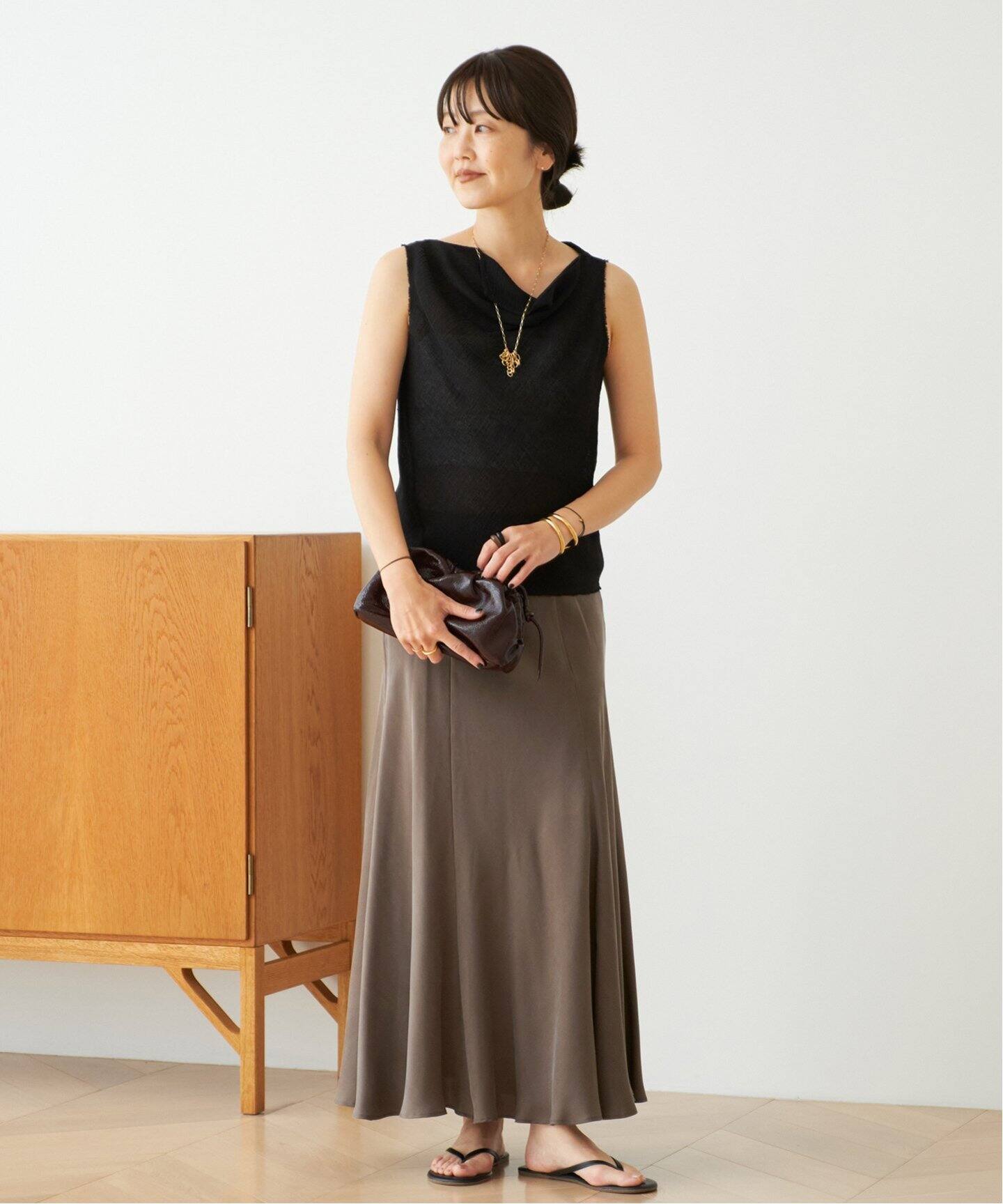 追加予約》Washable Fibril ロングスカート（ロング・マキシ丈スカート  