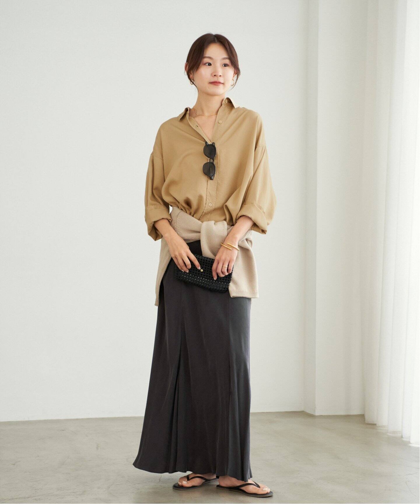 追加予約》Washable Fibril ロングスカート（ロング・マキシ丈スカート  