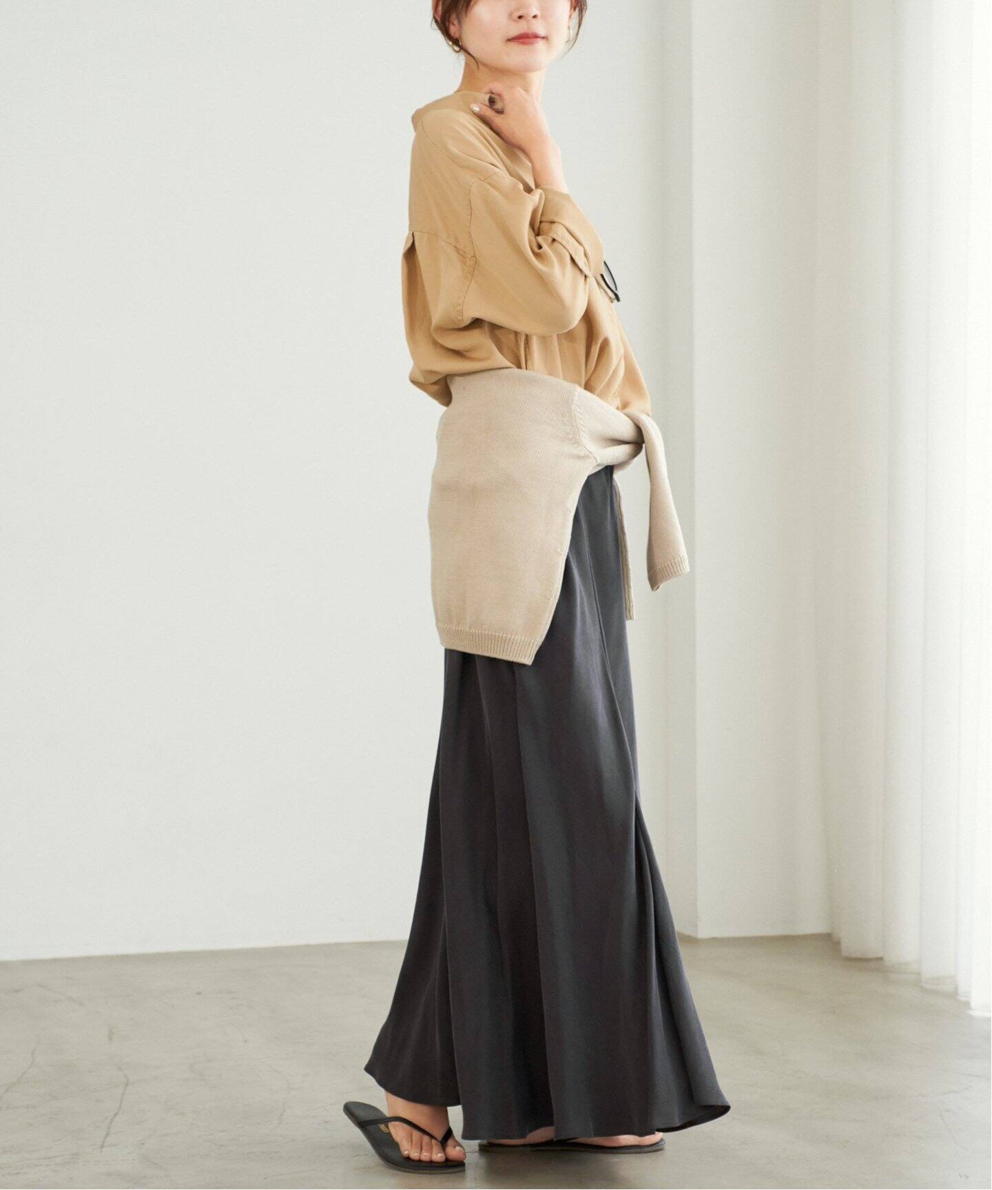 追加》Washable Fibril ロングスカート（ロング・マキシ丈スカート  