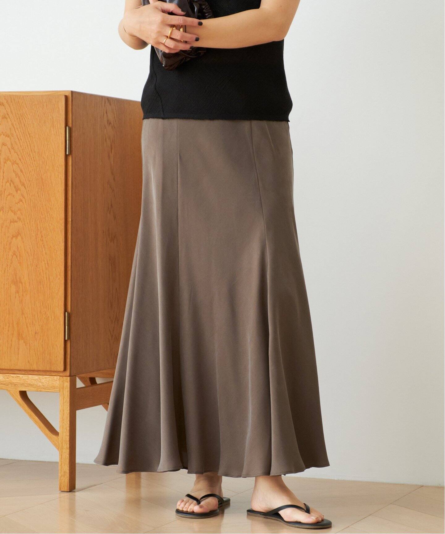 追加》Washable Fibril ロングスカート（ロング・マキシ丈スカート  