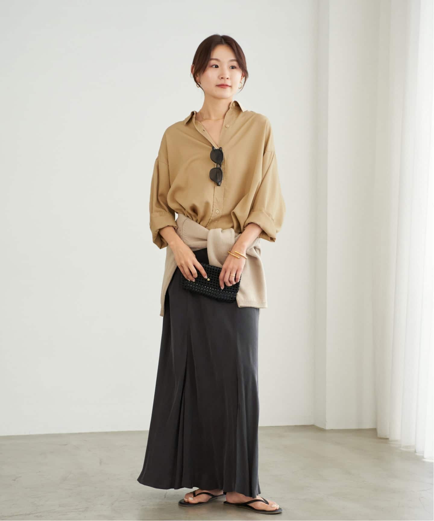 WEB限定追加》Washable Fibril ロングスカート（ロング・マキシ丈