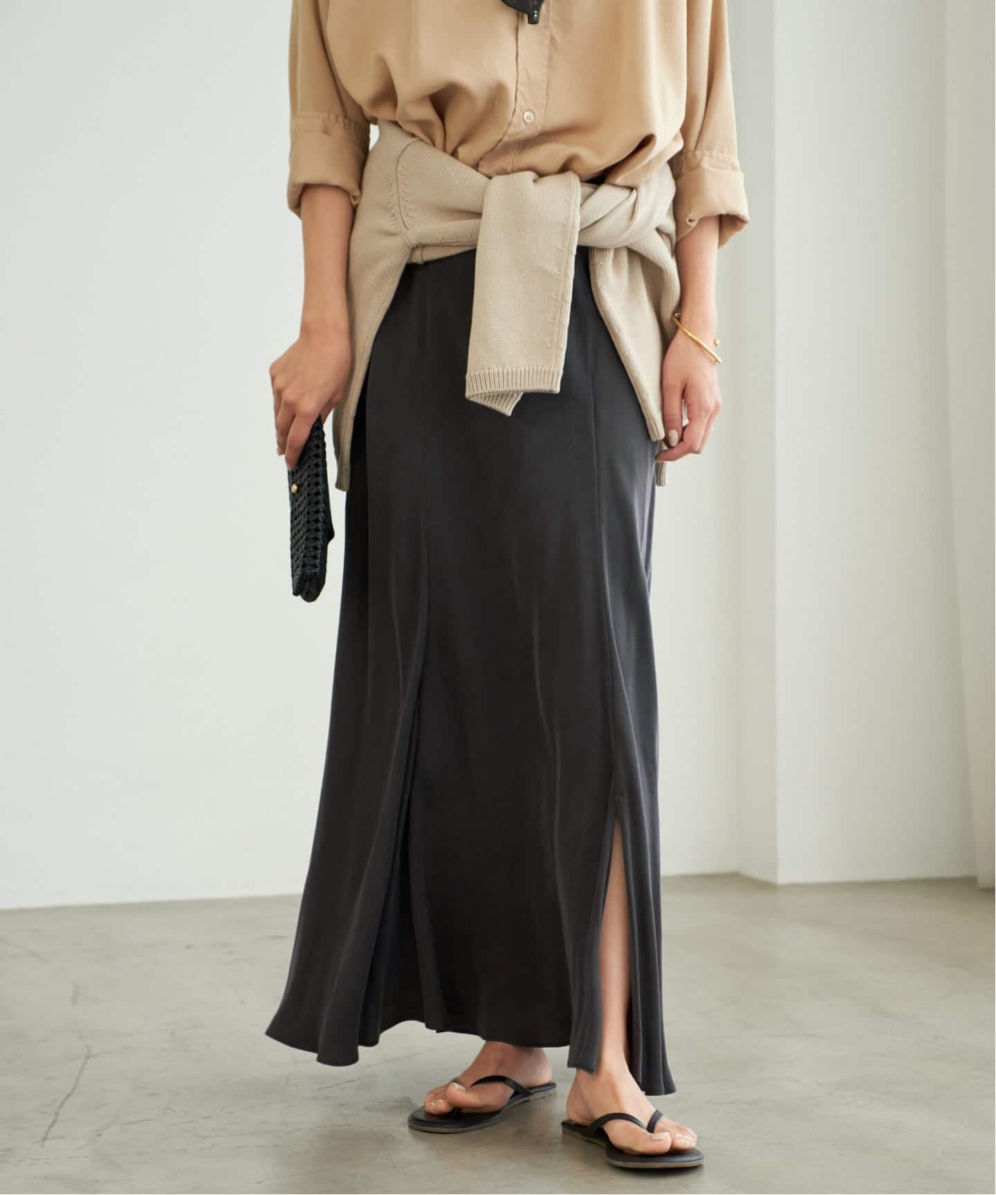 【新品未使用】Plage　Washable Fibril ロングスカート クロ WEB限定追加予約》Washable Fibril ロングスカート（ロング・マキシ丈
