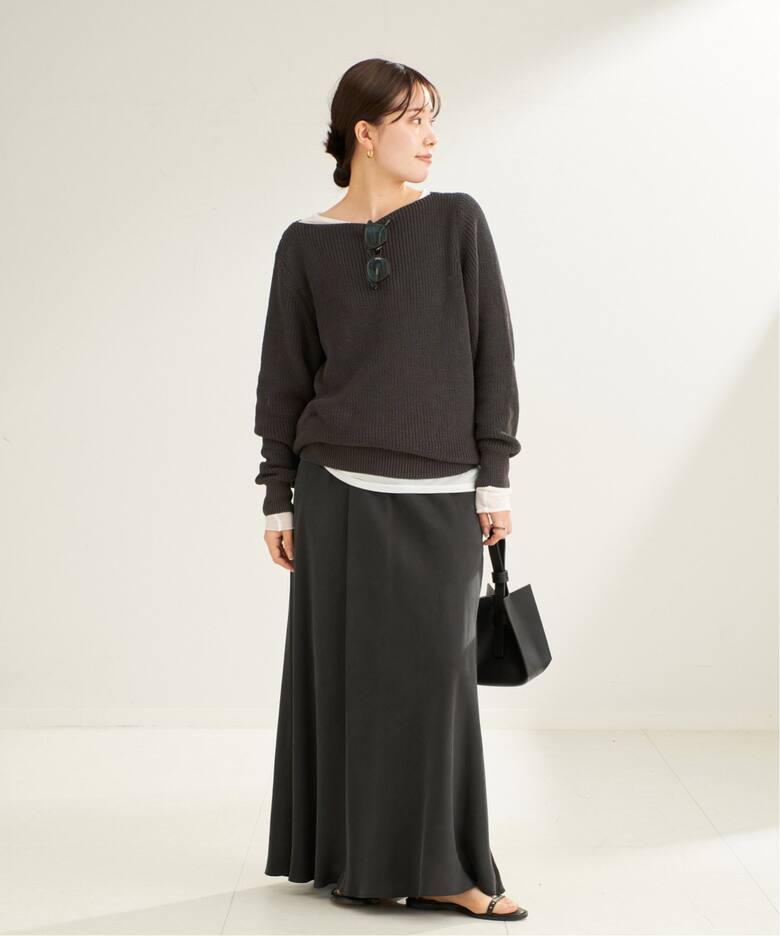 追加》Washable Fibril Drape スカート（ロング・マキシ丈スカート 