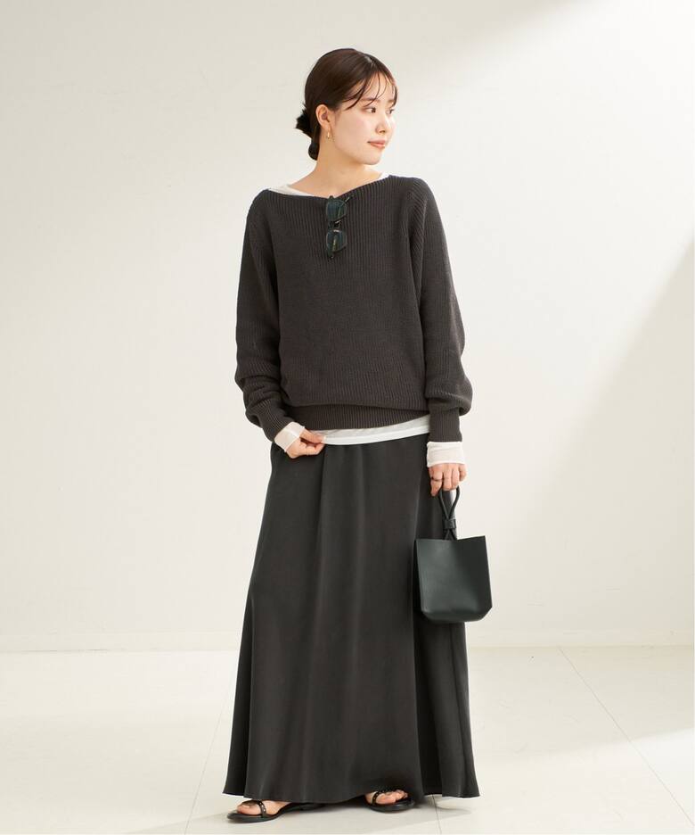 追加》Washable Fibril Drape スカート（ロング・マキシ丈スカート 