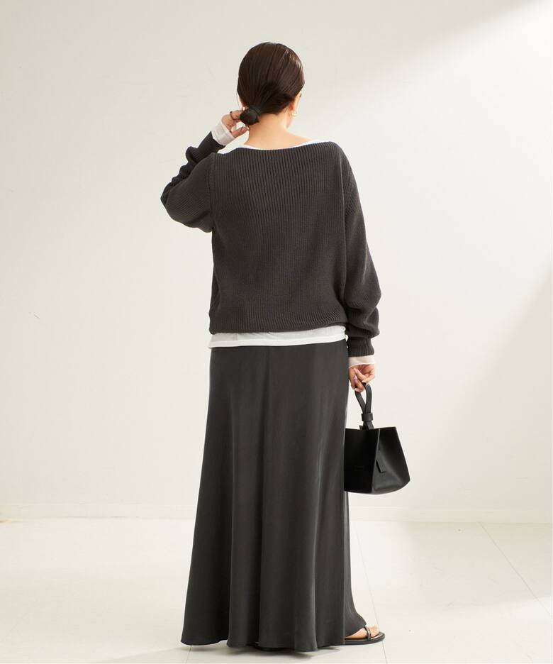 追加》Washable Fibril Drape スカート（ロング・マキシ丈スカート 