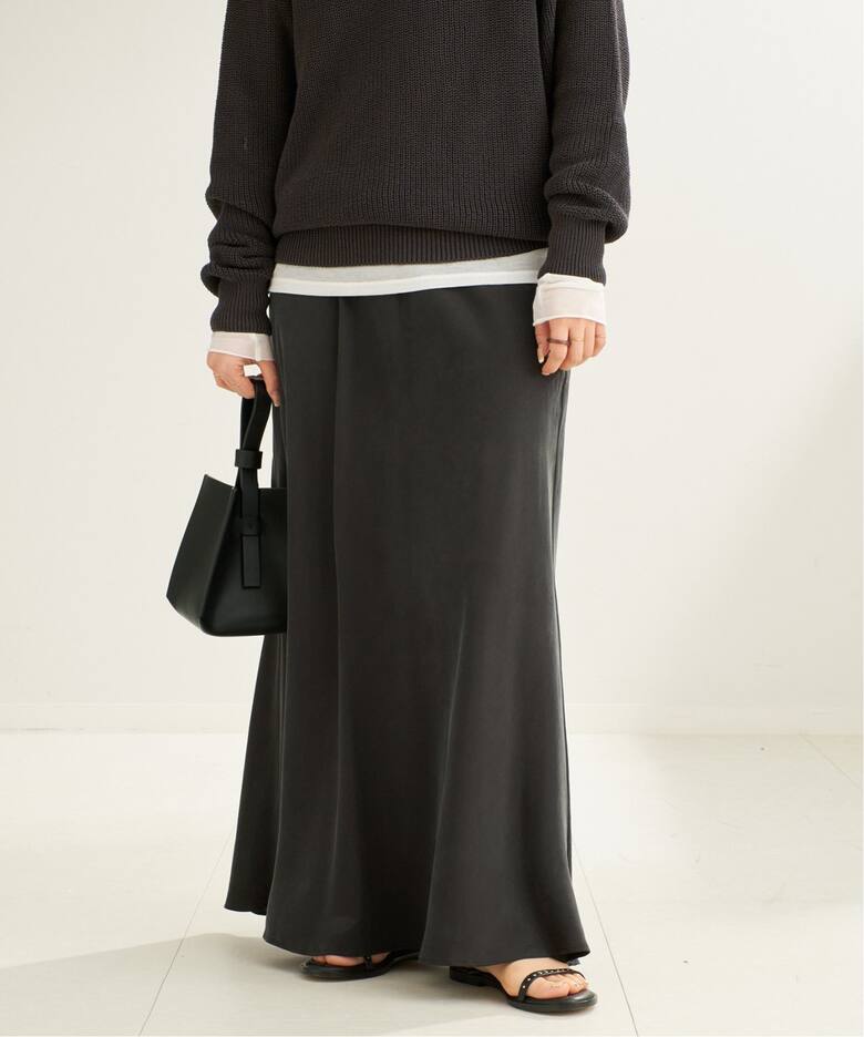 追加》Washable Fibril Drape スカート（ロング・マキシ丈スカート 