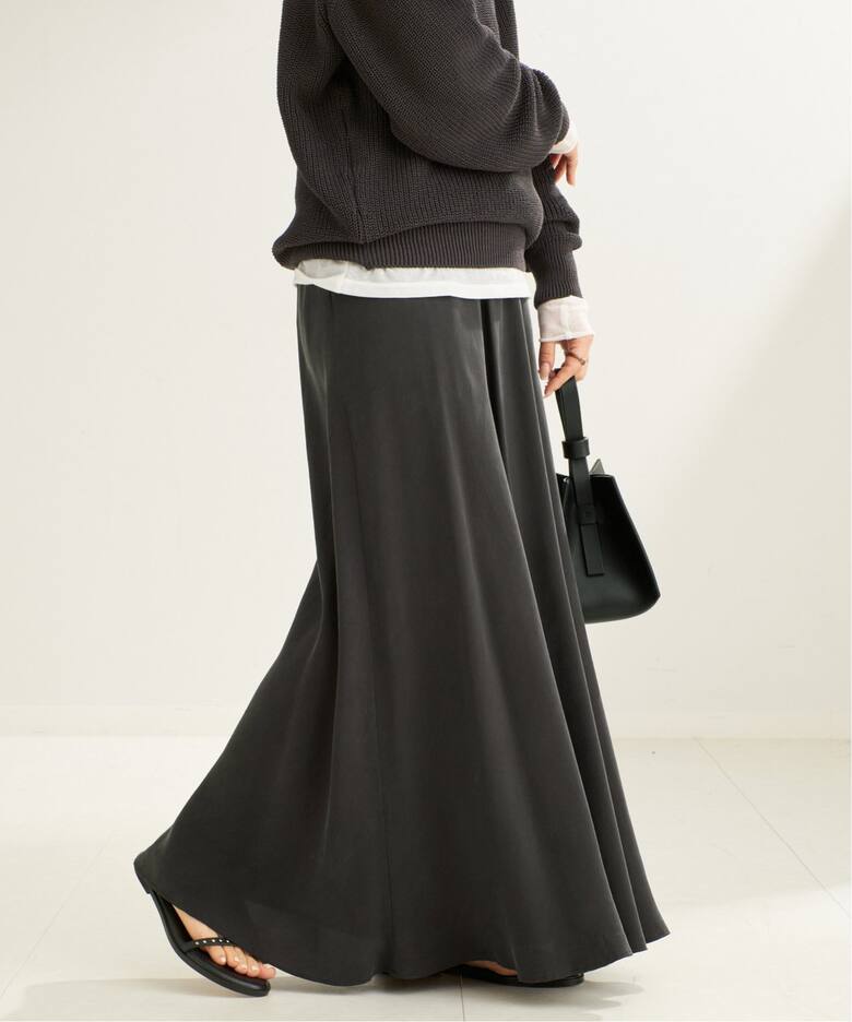 追加》Washable Fibril Drape スカート（ロング・マキシ丈スカート 