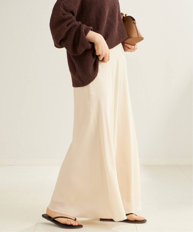 追加》Washable Fibril Drape スカート（ロング・マキシ丈スカート 