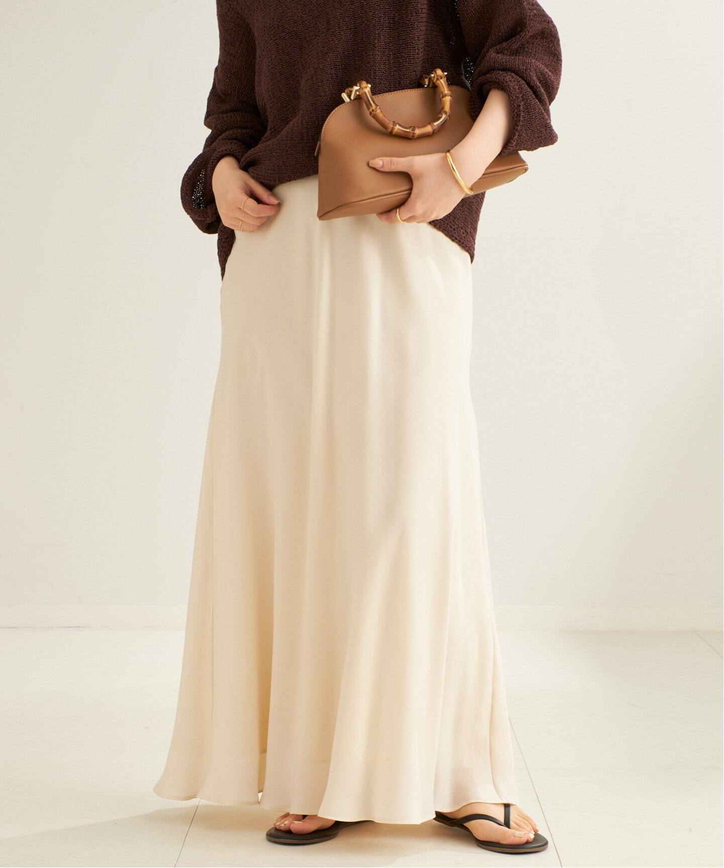 追加》Washable Fibril Drape スカート（ロング・マキシ丈スカート  