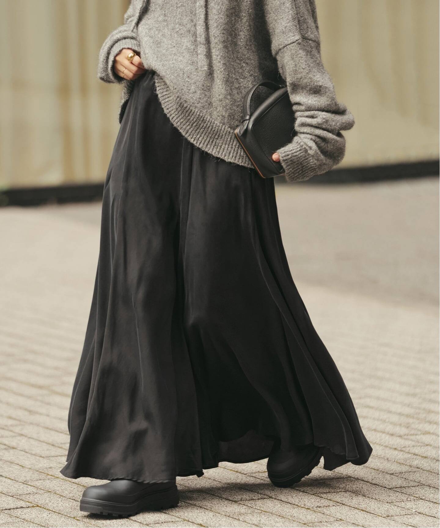 追加》Washable Fibril フレア スカート（ロング・マキシ丈スカート