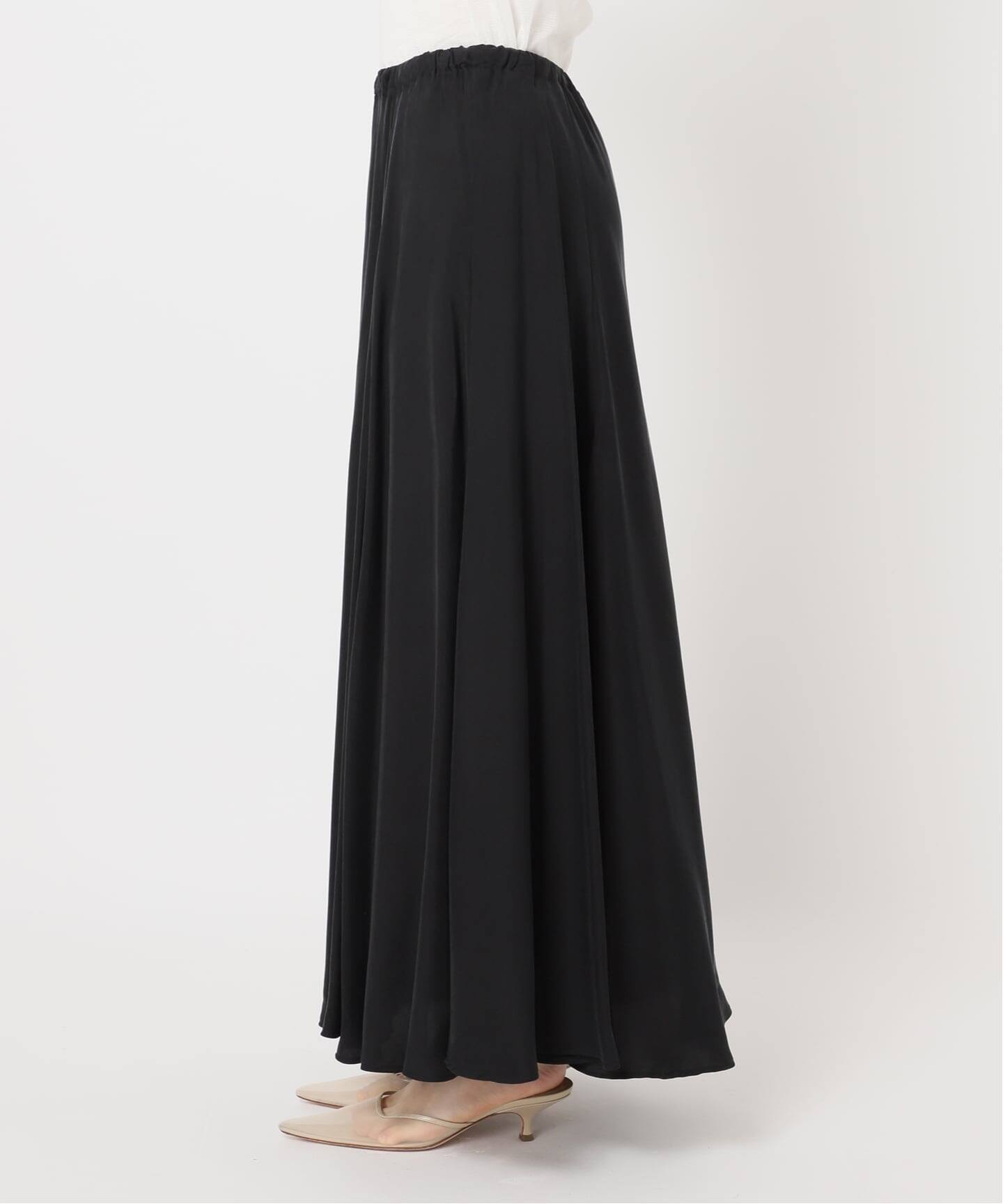 追加予約》Washable Fibril フレア スカート（ロング・マキシ丈