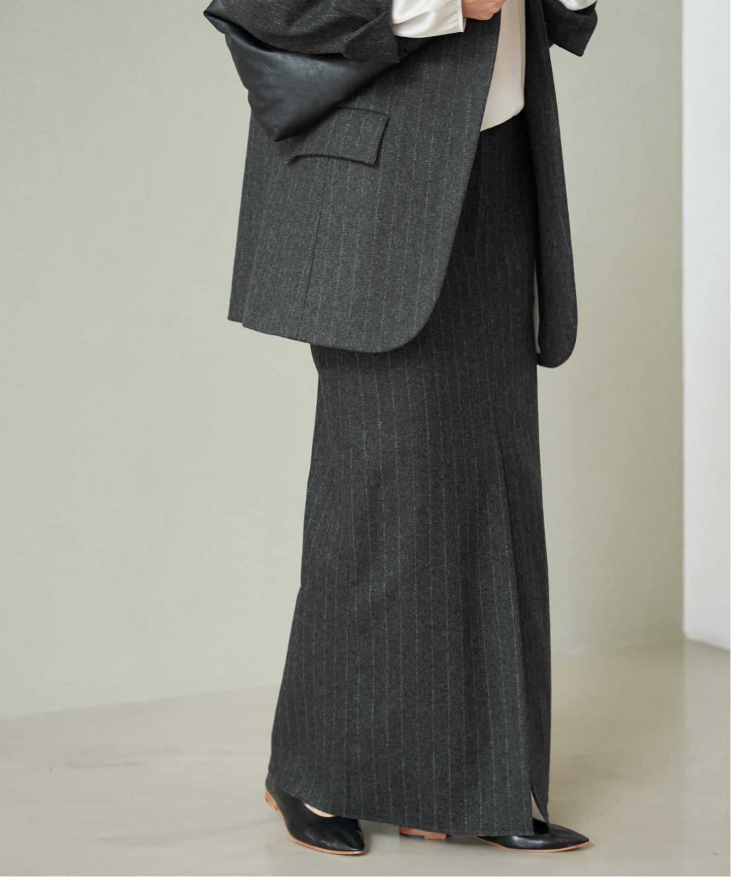 R'IAM メルトンストライプ スカート（ロング・マキシ丈スカート