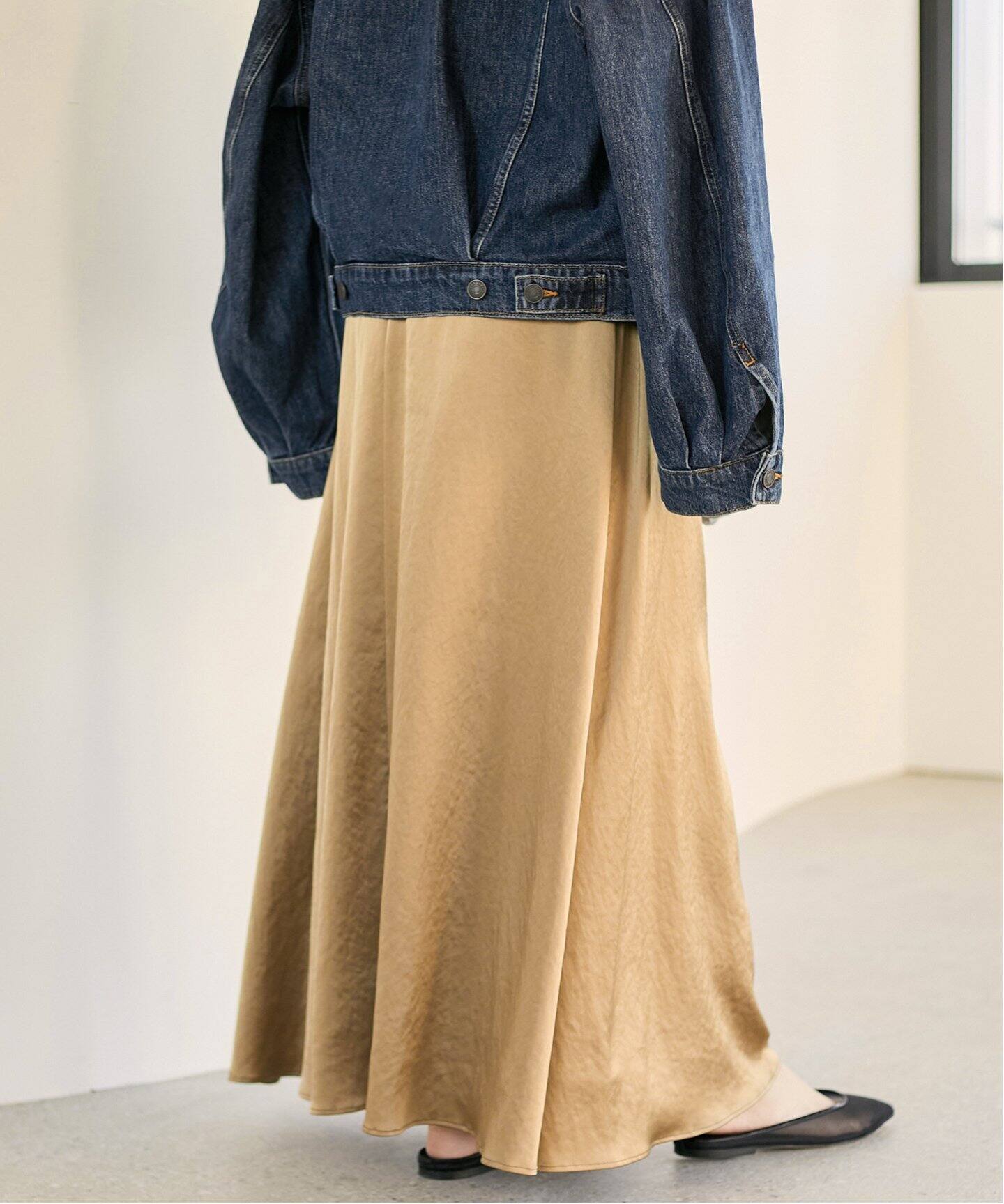 satin glace スカート（ロング・マキシ丈スカート）｜Plage  