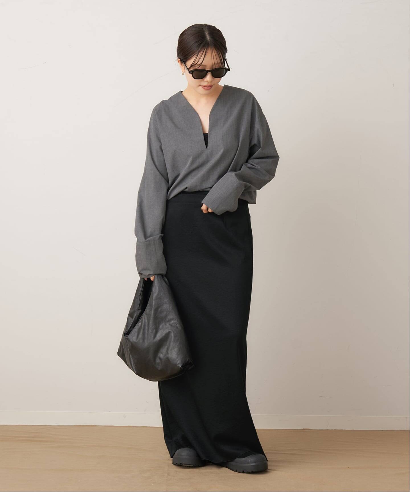 crush satin minimal スカート（ロング・マキシ丈スカート）｜Plage