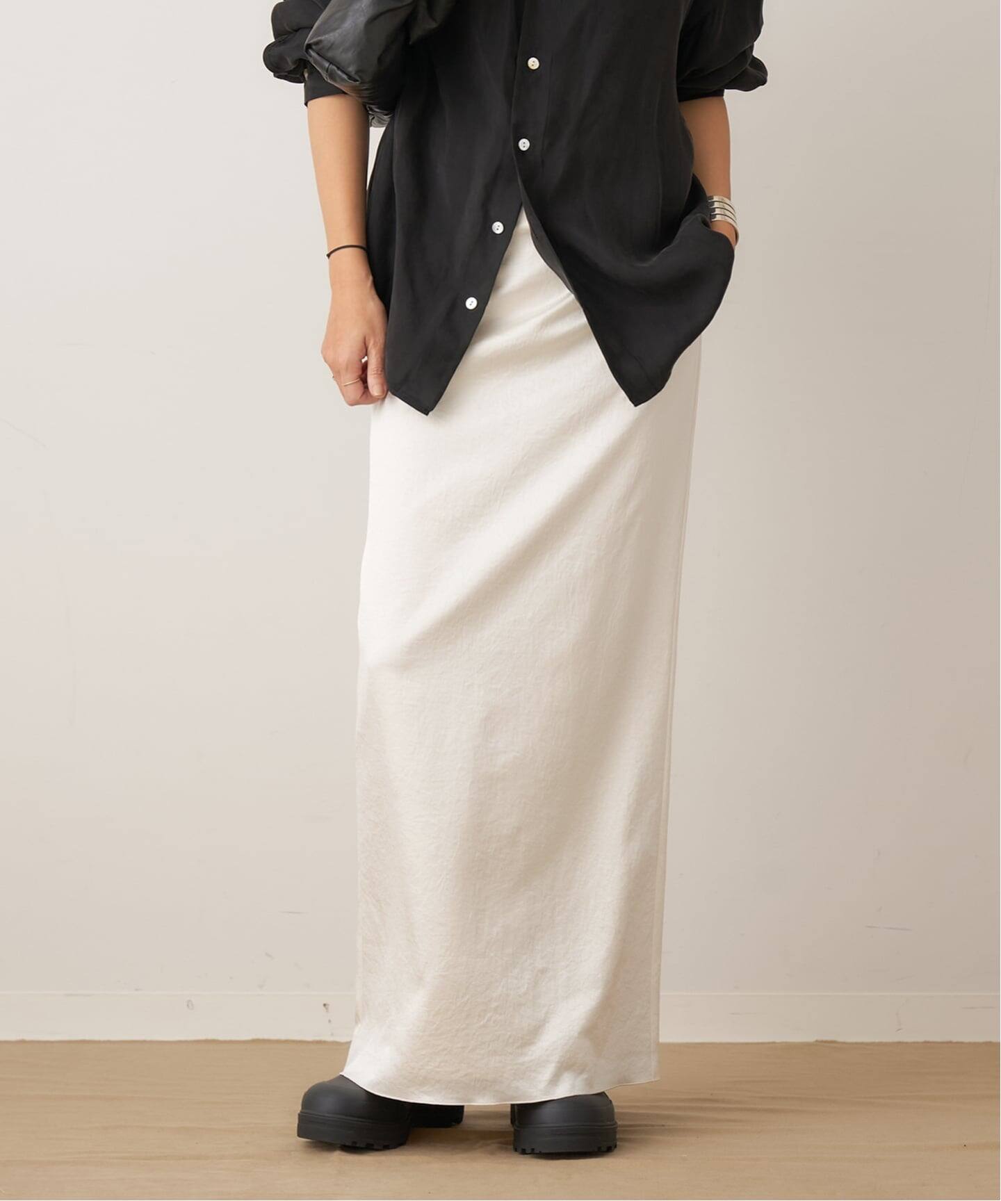crush satin minimal スカート（ロング・マキシ丈スカート）｜Plage