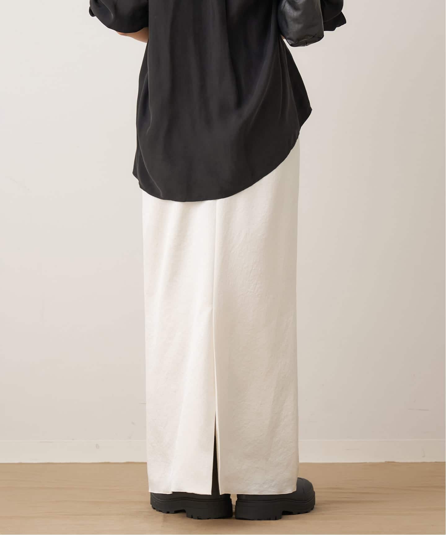 【試着のみ】Plage crush satin minimal スカートブラック crush satin minimal スカート（ロング・マキシ丈スカート