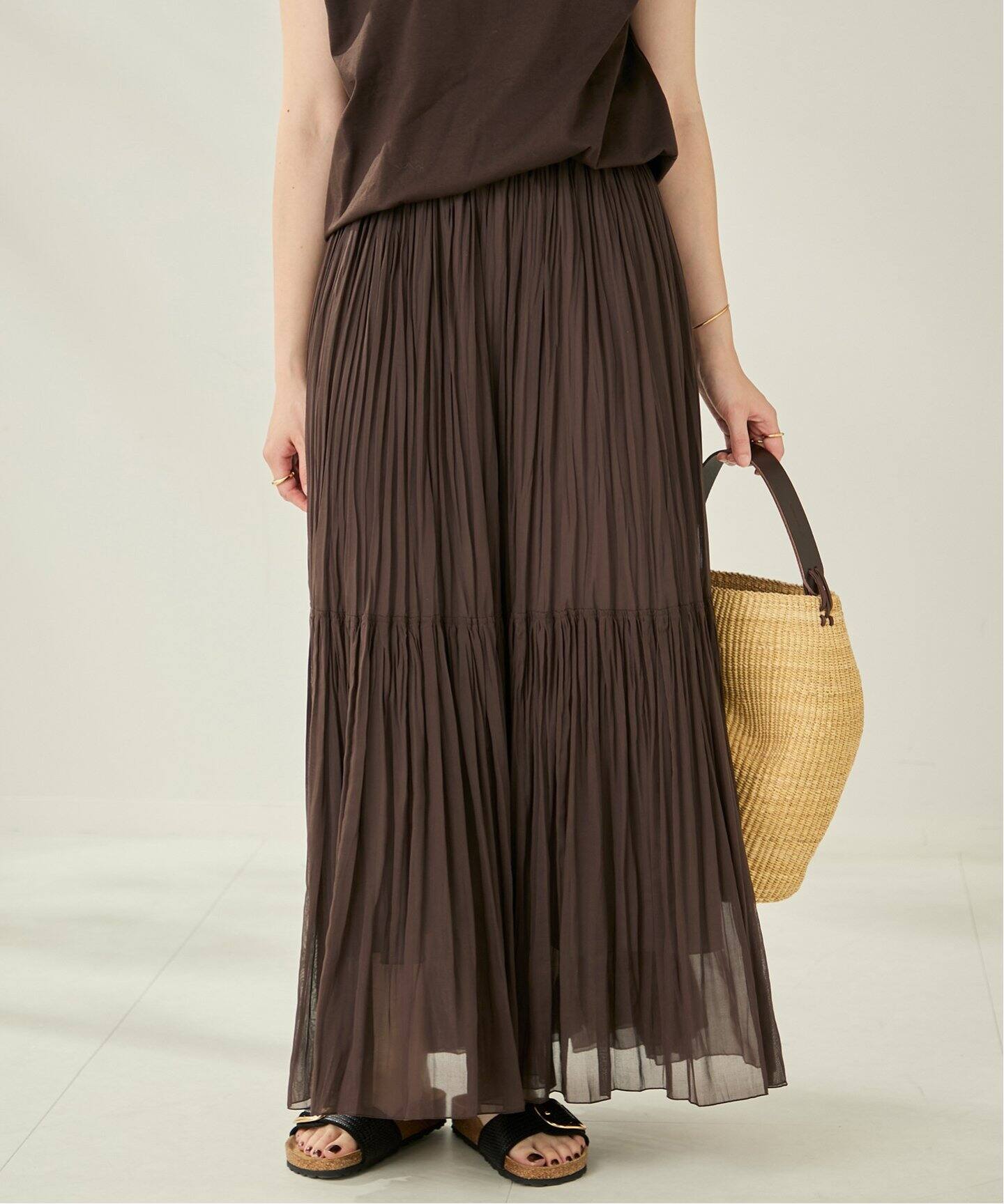 TIERED PLEATS スカート（ロング・マキシ丈スカート）｜Plage