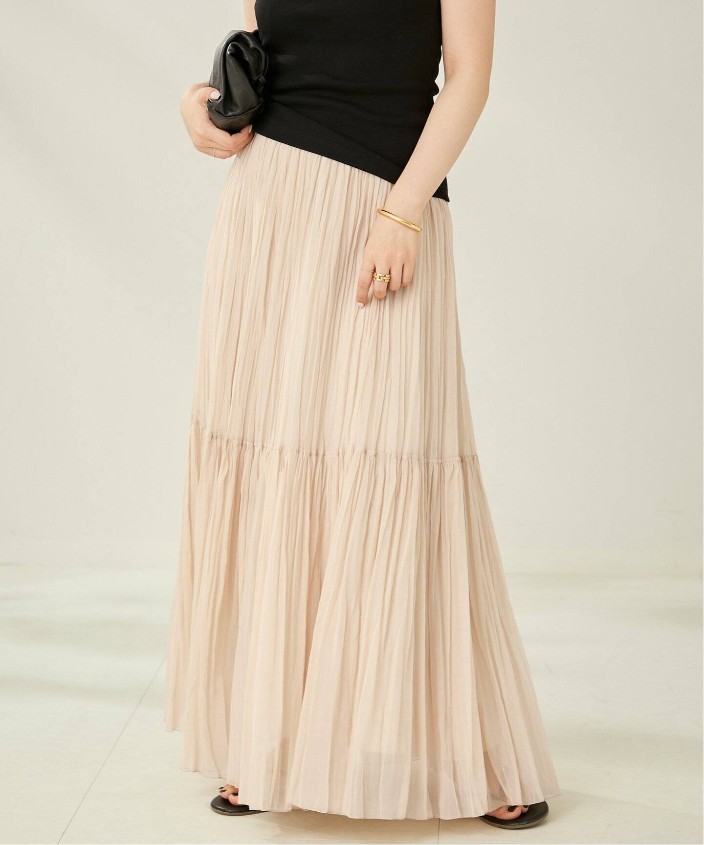 TIERED PLEATS スカート（ロング・マキシ丈スカート）｜Plage