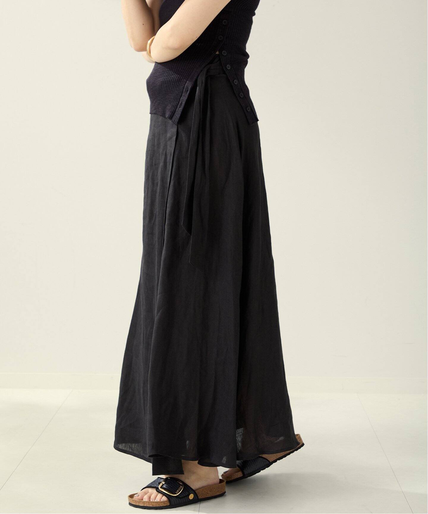23SS✨PLAGE プラージュ サテンバイアス スカート マキシ丈 黒 36 plage（プラージュ）の「バイアスナチュラルサテンスカート
