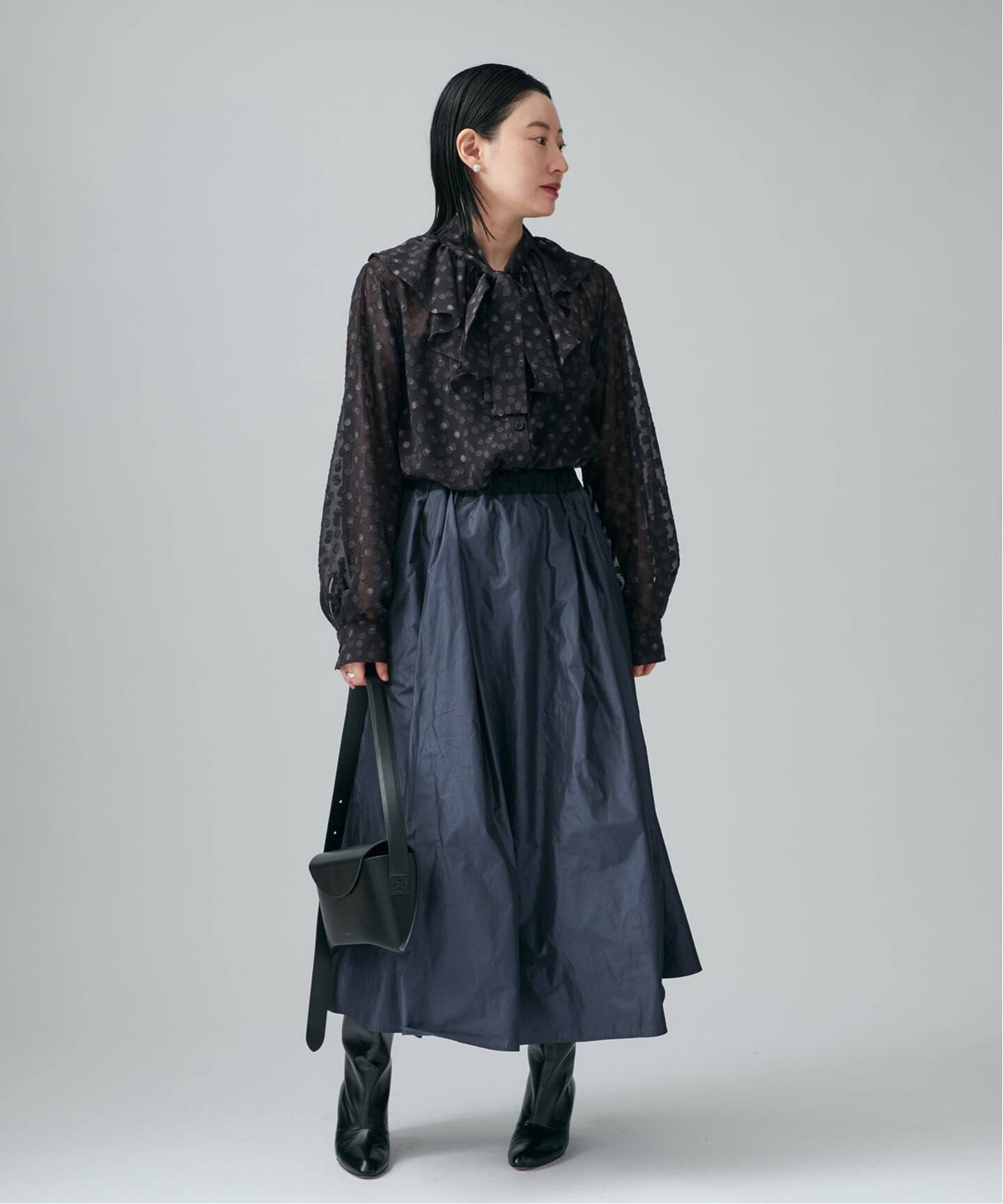 一部店舗限定》silk cotton ギャザーフレアースカート（ロング・マキシ
