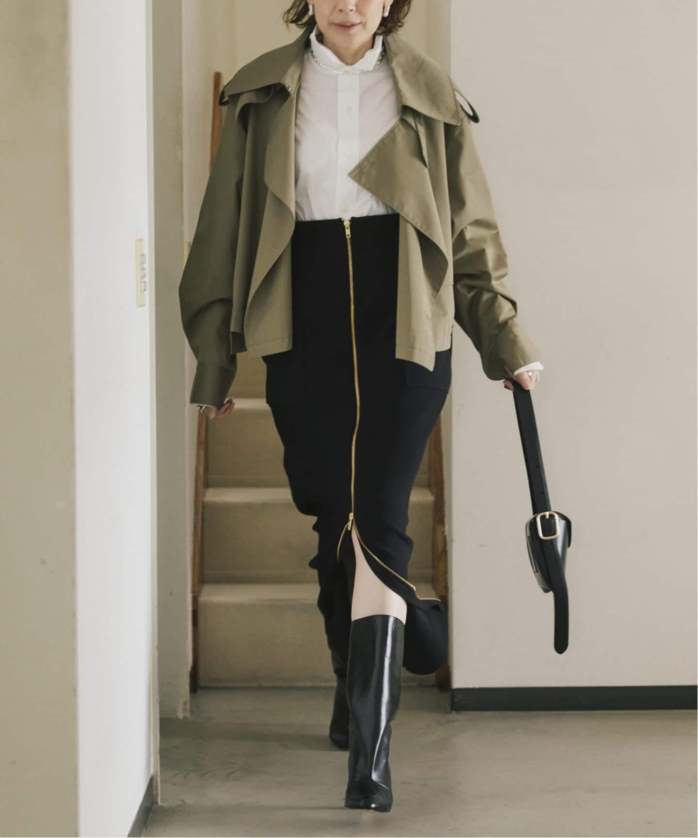 Room no.8 BLACK ルームエイト ブラック Garter Rib Zipup スカート