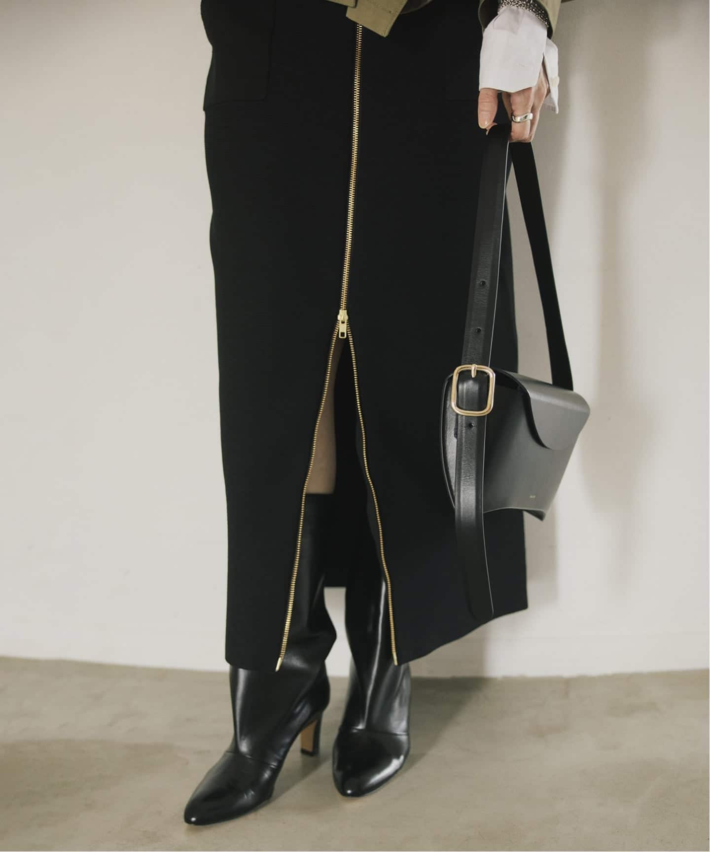 Room no.8 BLACK ルームエイト ブラック Garter Rib Zipup スカート