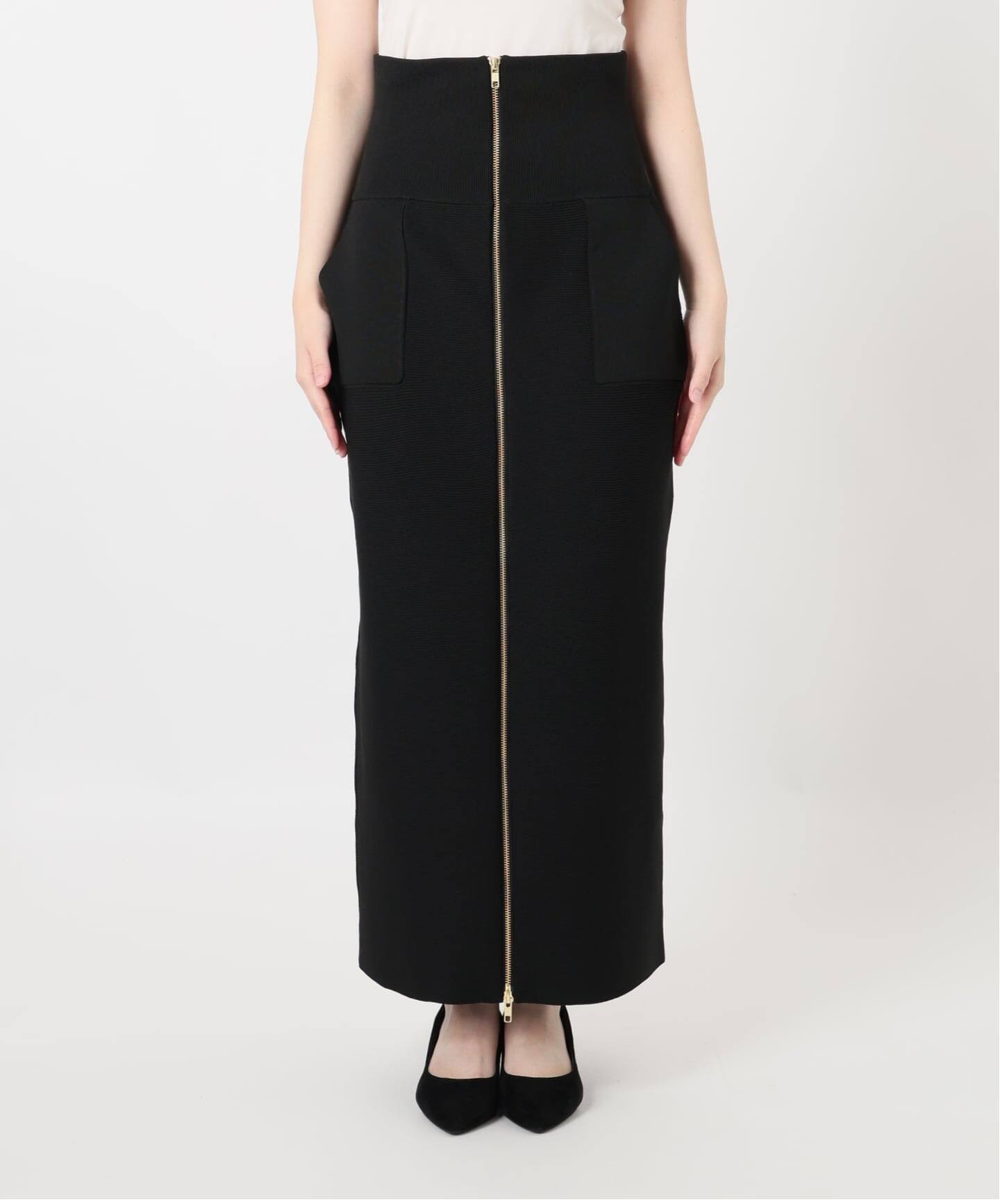 Room no.8 BLACK ルームエイト ブラック Garter Rib Zipup スカート