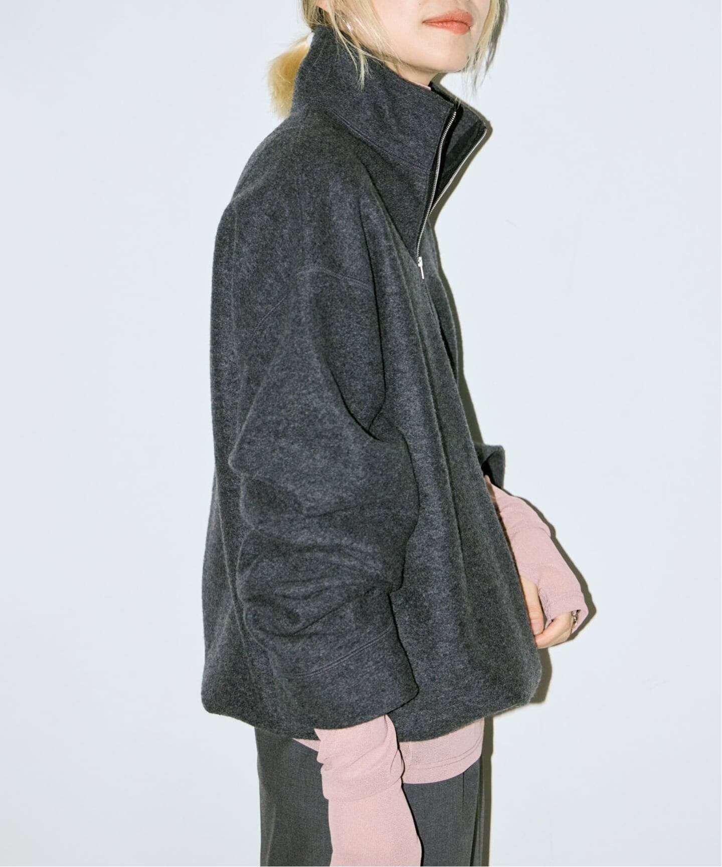 FELTED WOOL HALF ZIP TOP：カットソー（Tシャツ／カットソー