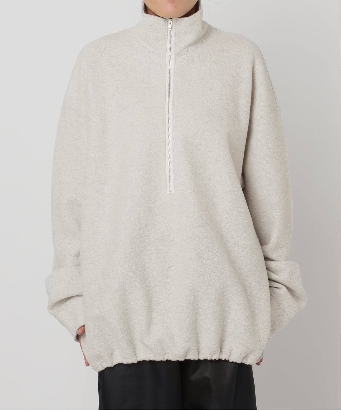 FELTED WOOL HALF ZIP TOP：カットソー（Tシャツ／カットソー