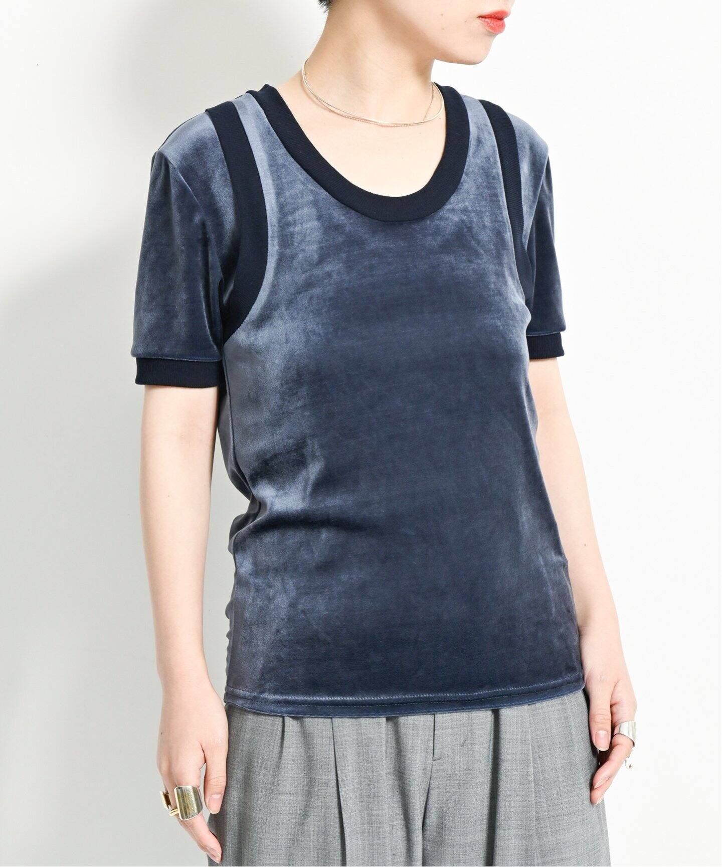 CITY SHOP BICOLOR VELVET Tシャツ ブラック BICOLOR VELVET Tシャツ（Tシャツ／カットソー）｜CITYSHOP